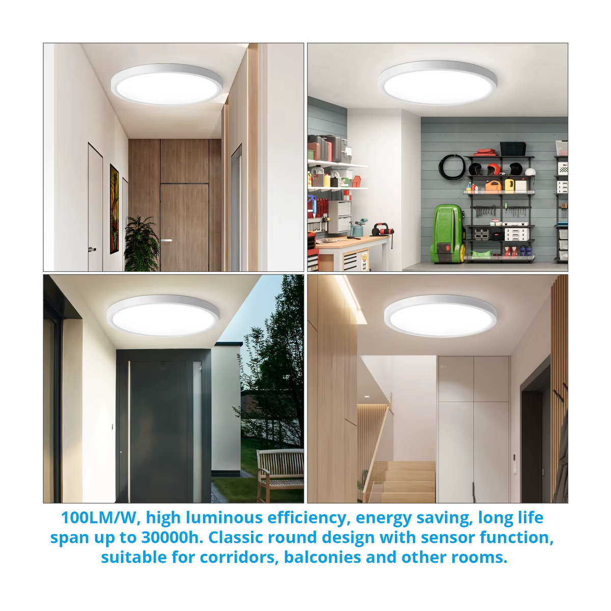 Oeegoo LED-Deckenlampe mit Bewegungssensor, 24 W, 2400 lm, Neutralweiß, Weiß, Ø 30 cm - Bild 5