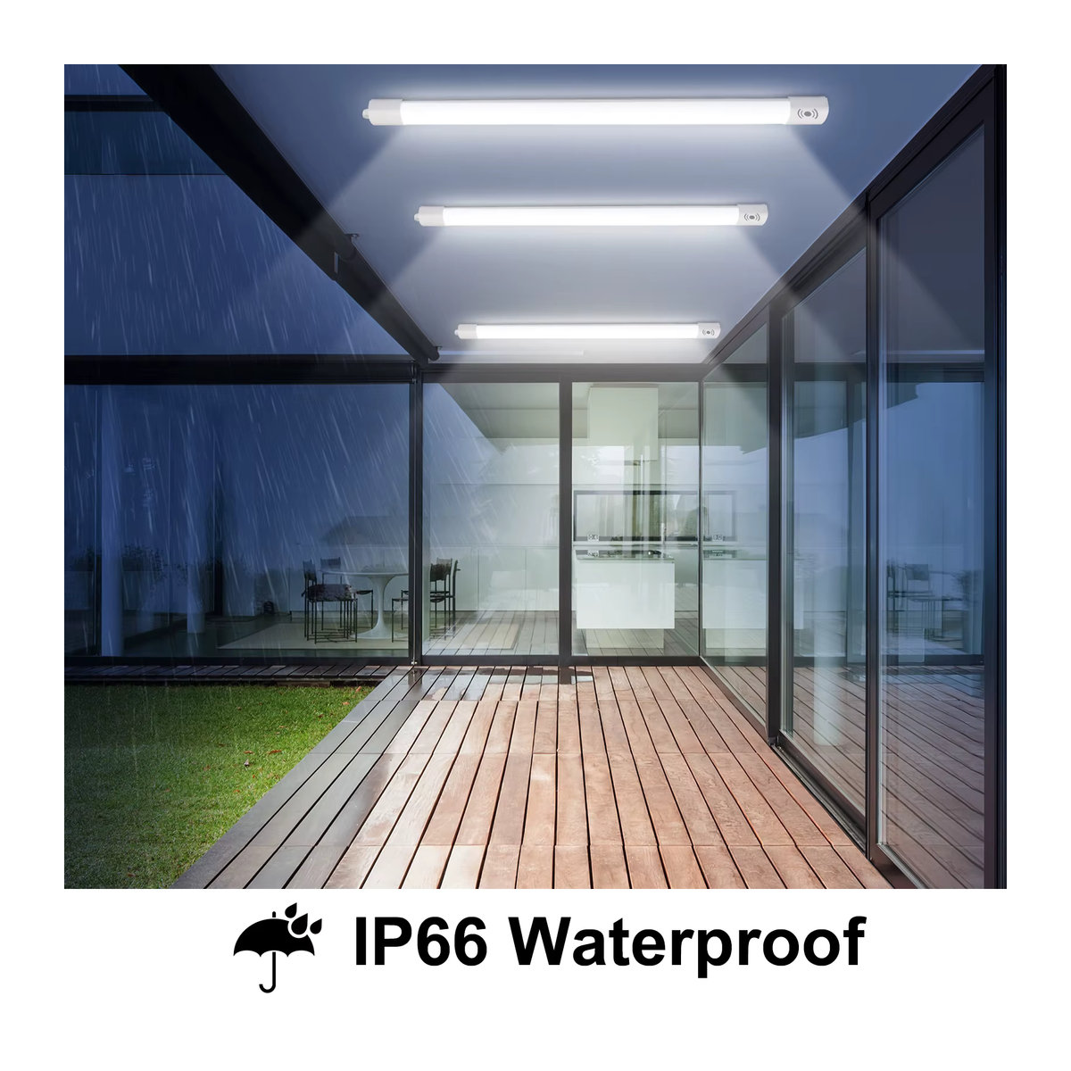 Oeegoo LED Deckenleuchte mit Bewegungsmelder, IP66 wasserdichte LED-Röhre in Weiß, neutralweißes Licht 4000 K, minimalistisches Design - Bild 5