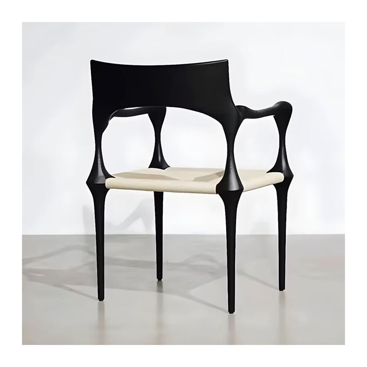 Oein Holzstuhl im modernen skandinavischen Retro-Design mit Stoffbezug in Schwarz/Weiß - Bild 4