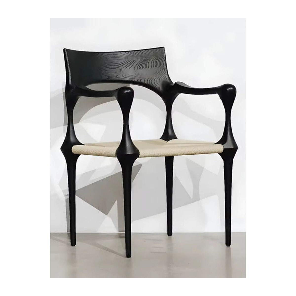 Oein Holzstuhl im modernen skandinavischen Retro-Design mit Stoffbezug in Schwarz/Weiß - Bild 5
