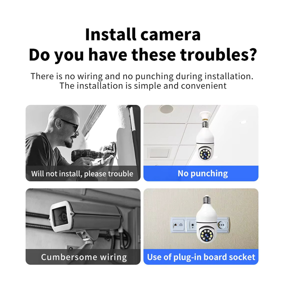 OEING Smart-Lampe E27 WiFi Überwachungskamera mit 360 Grad Rotation und Vollfarb-Nachtmodus in Weiß - Bild 5