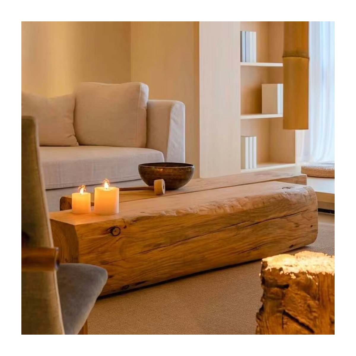 OEMG Couchtisch aus Massivholz im skandinavischen Design, rechteckig, Braun/Natur - Bild 3