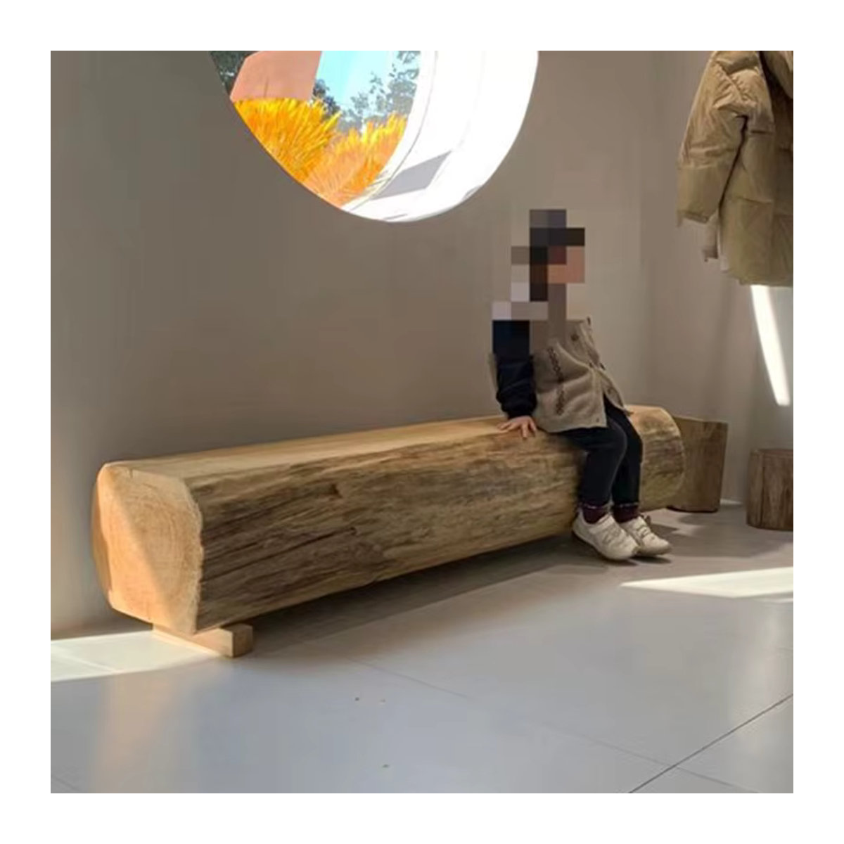 OEMG Couchtisch aus Massivholz im skandinavischen Design, rechteckig, Braun/Natur - Bild 5