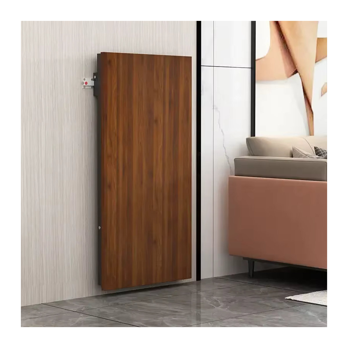 OEMG Klappbarer Couchtisch aus Holz in Nussbaum, minimalistisches skandinavisches Design, rechteckig - Bild 3