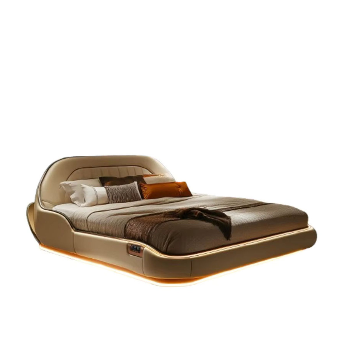 OEMG Queen-Size-Bettgestell mit Polsterung und Kopfteil in Beige, Modernes Design - Bild 6