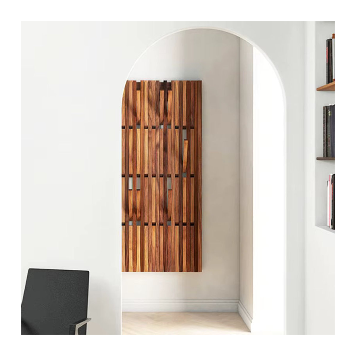 OEMG Wandgarderobe aus Buche in Braun mit Hutablage und faltbaren Kleiderbügeln - Bild 3