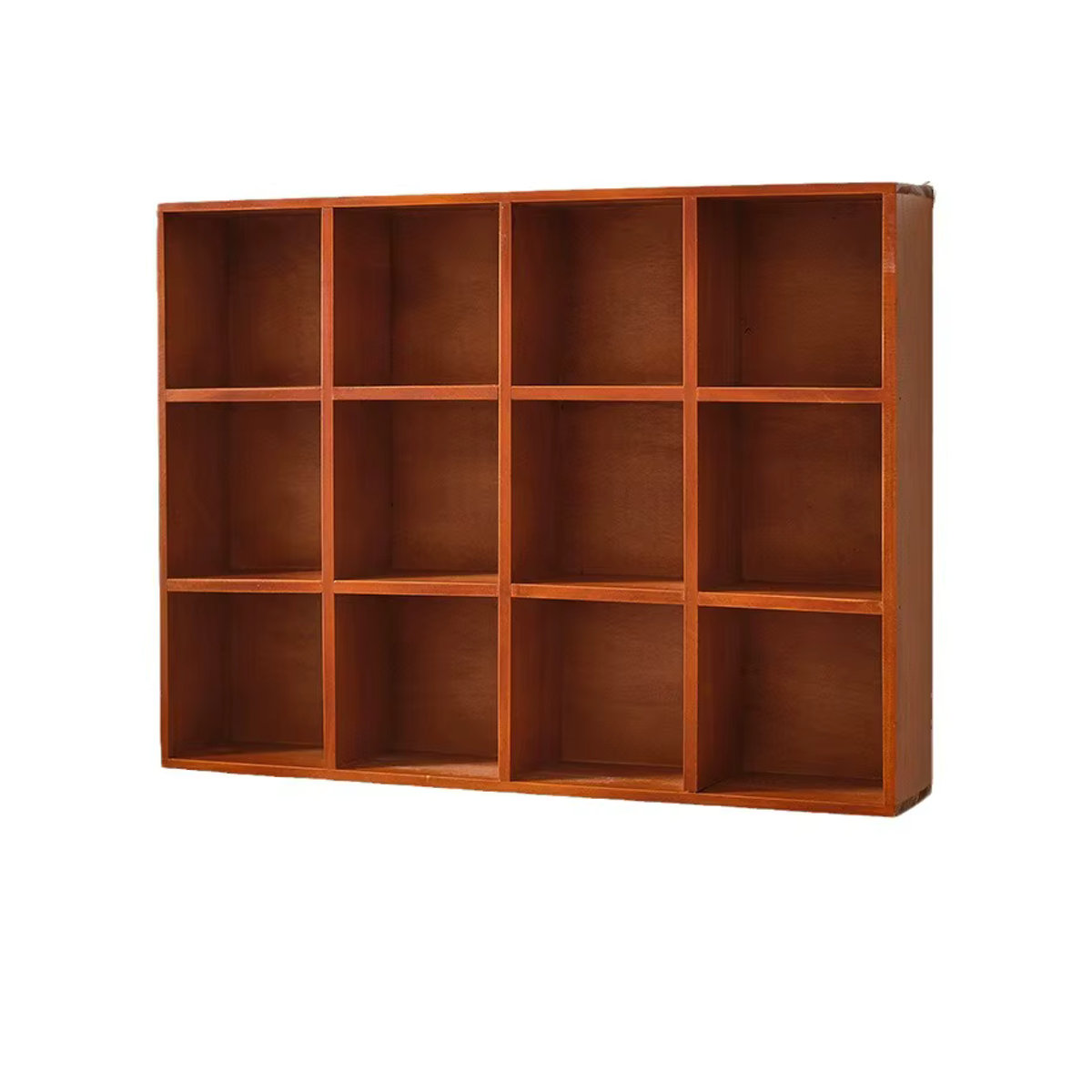 OEMG Wandregal aus Holz für 12 quadratische Tassen, minimalistischer Aufbewahrungshalter in Braun oder Blau zur Wandmontage - Bild 5