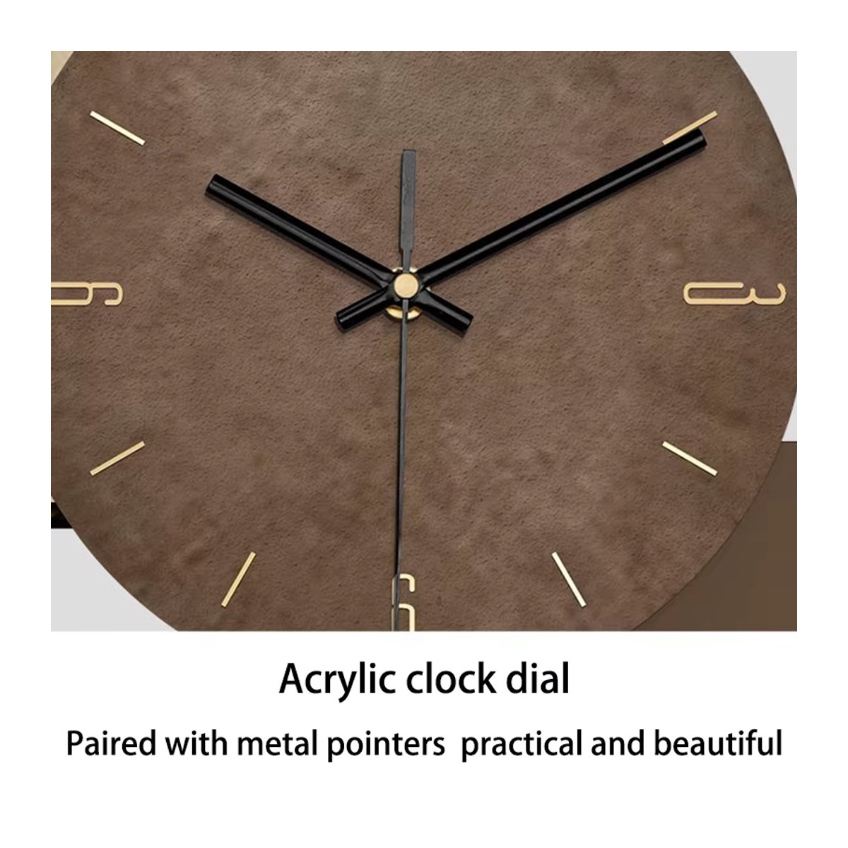 OEMG Wanduhr Analog Rund in Braun mit Beleuchtung und geräuschlosem Mechanismus, minimalistisches Design aus Kunststoff - Bild 3