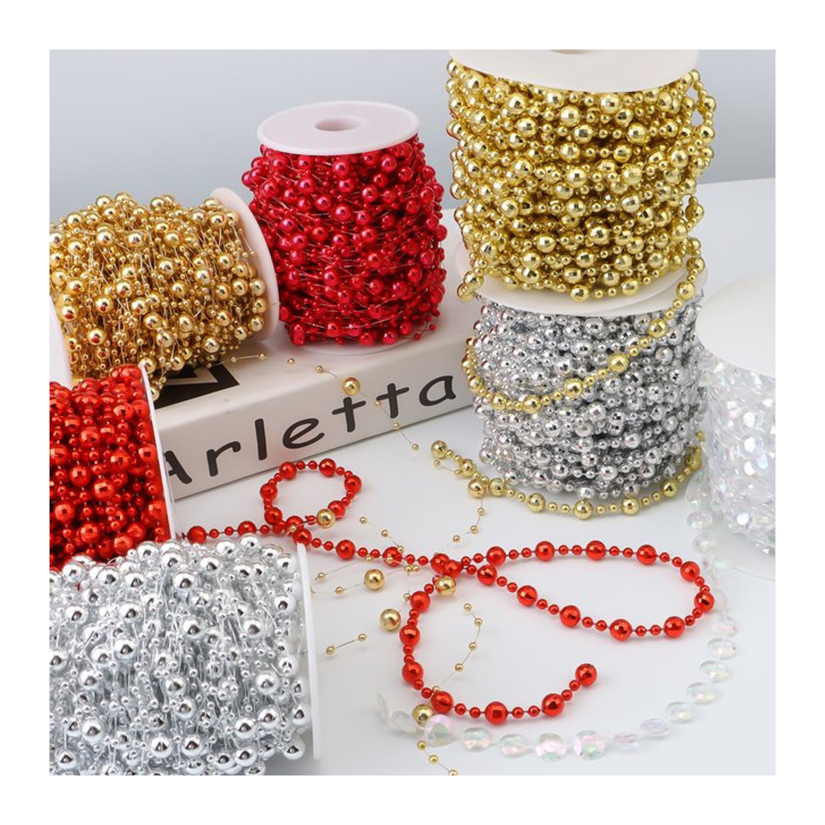 OEMOO Perlenkette mit Blumen und Perlen für Hochzeiten und DIY-Dekorationen, mehrfarbig und silber - Bild 1