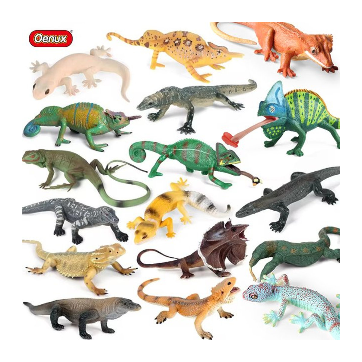 Oenux Reptilien-Modellfigur Chamäleon und Gecko als detailgetreue Tier-Actionfigur für Kinder und Sammler, mehrfarbig - Bild 1
