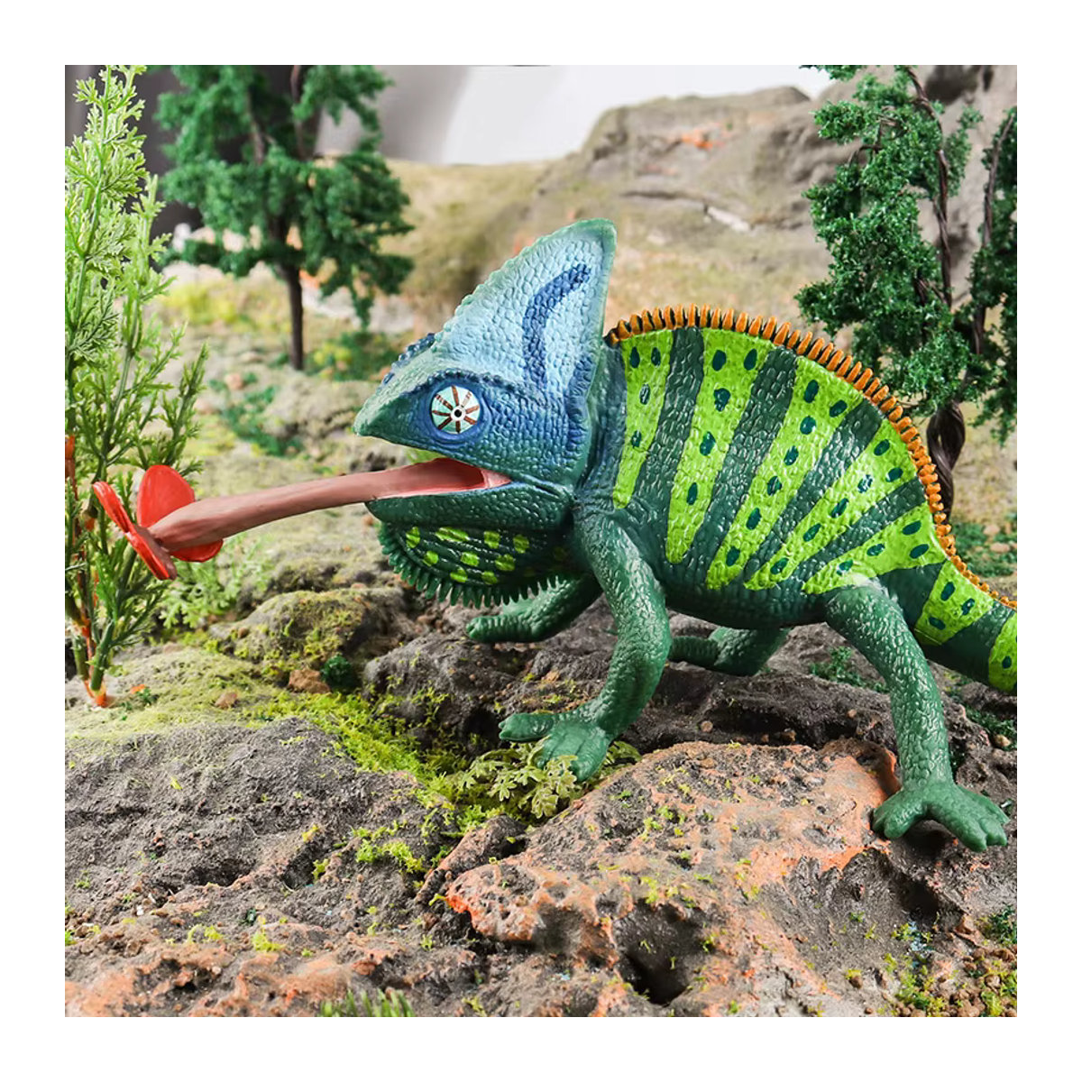 Oenux Reptilien-Modellfigur Chamäleon und Gecko als detailgetreue Tier-Actionfigur für Kinder und Sammler, mehrfarbig - Bild 3