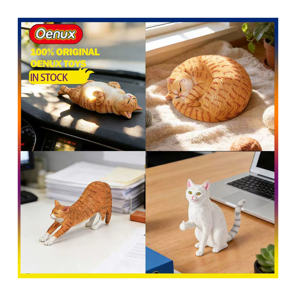 Oenux Simulationskatzen-Figur Daumen-Hoch-Katzenmodell aus Kunststoff, mehrfarbiges Kätzchen-Sammlerstück für Auto und Desktop - Bild 1