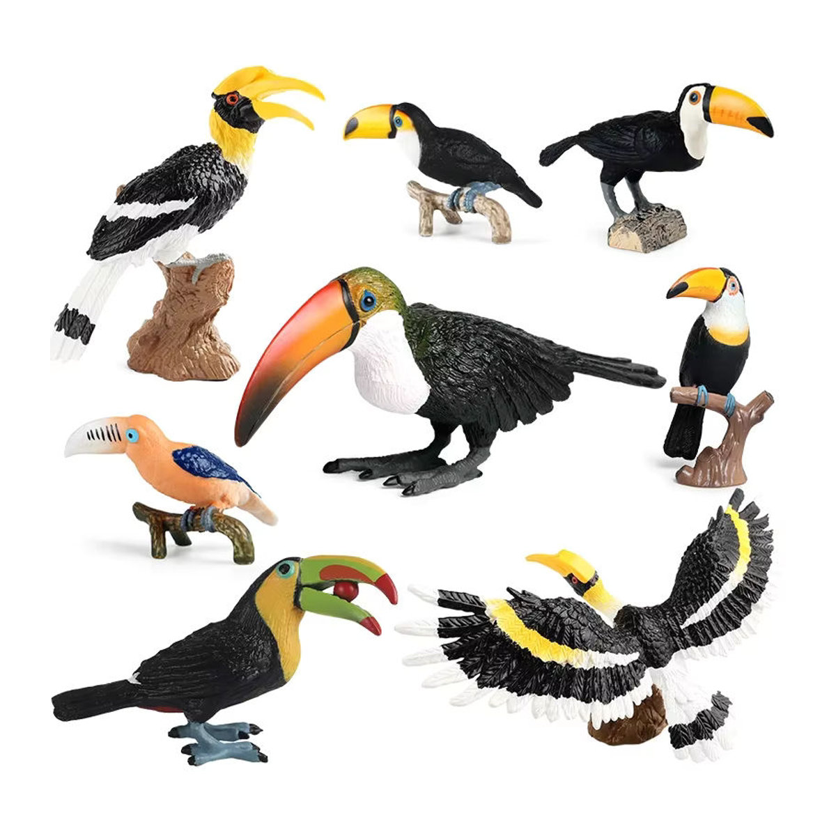 Oenux Vogel Figuren Schneeeule und Tukan als dekorative Tierfiguren aus Kunststoff für Kinder und Sammler, mehrfarbig - Bild 5