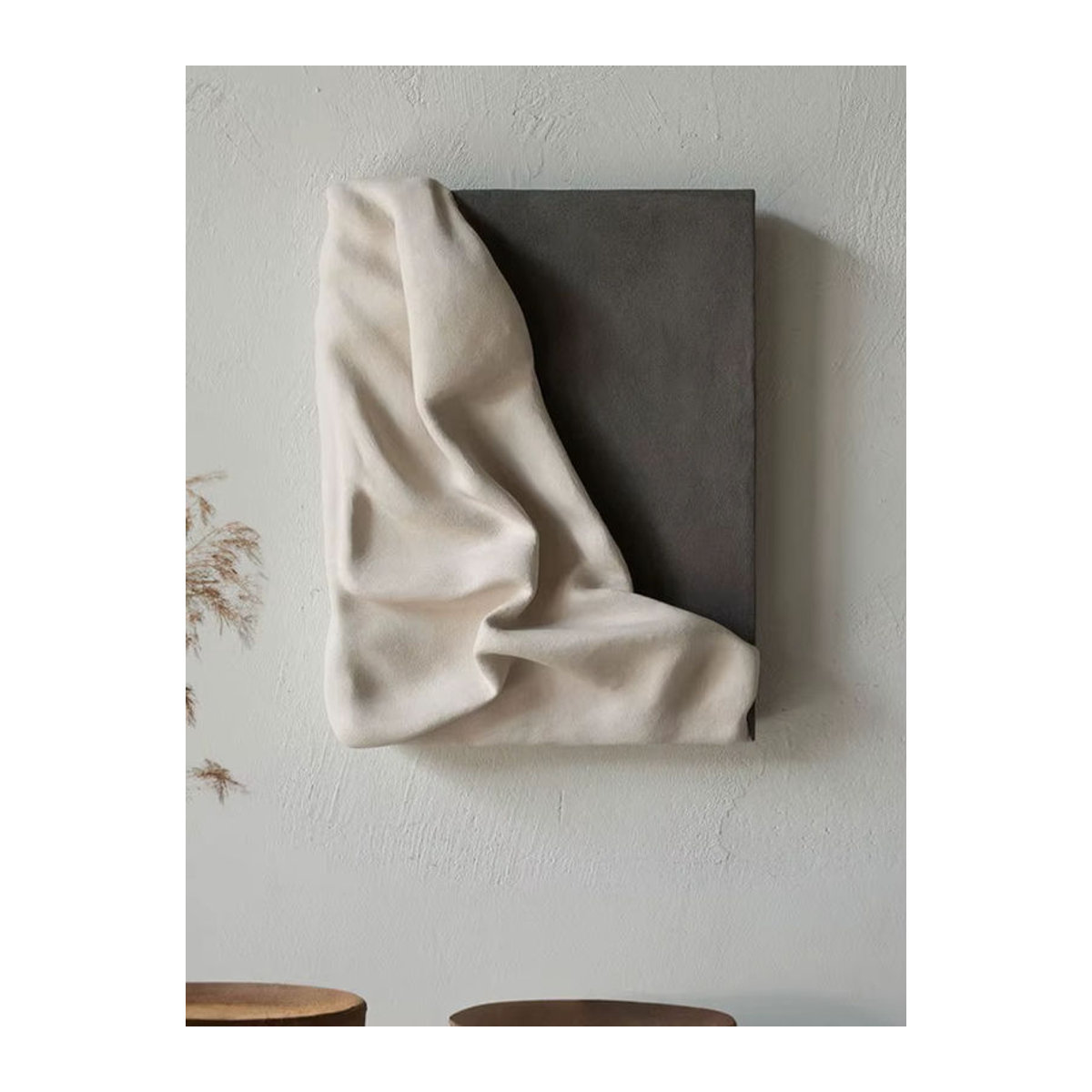 Oeny Abstraktes Wandbild Minimalistisch in Schwarz und Mehrfarbig als hängende Textil-Dekoration im Hochformat - Bild 4