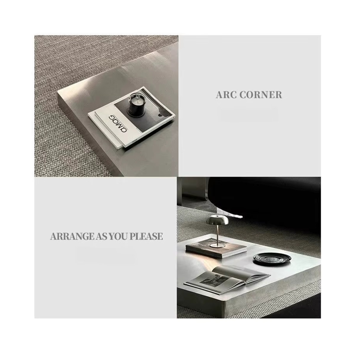 Oeny Couchtisch aus Edelstahl in Silber, quadratischer minimalistischer Beistelltisch im modernen Design - Bild 5