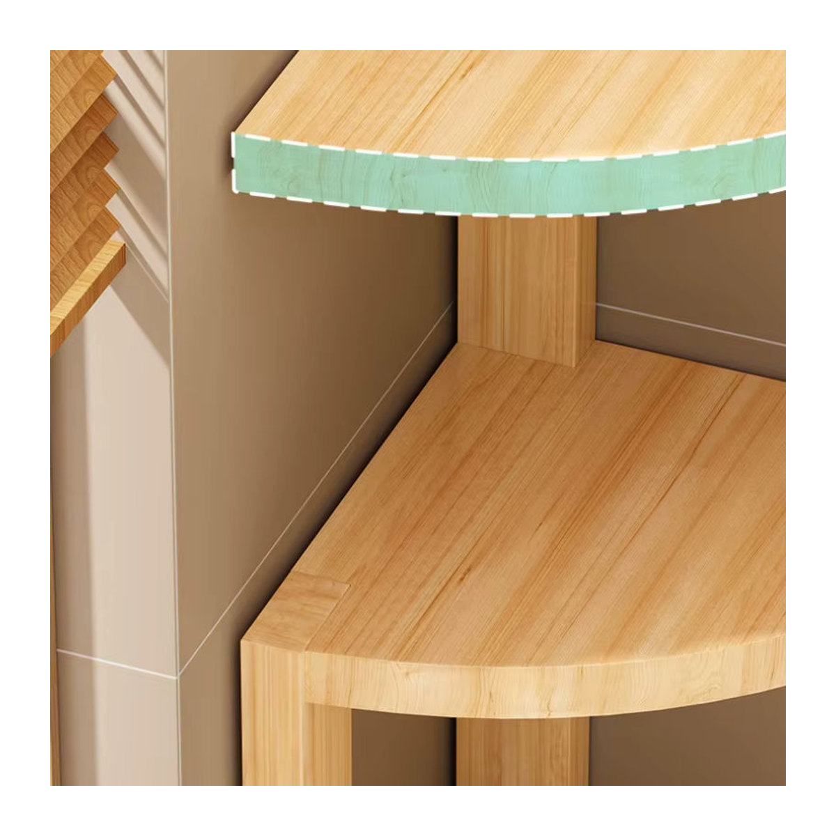 Oeny Eckaufbewahrungshalter aus Holz in Braun, Wandmontierter Organizer im minimalistischen Design - Bild 4