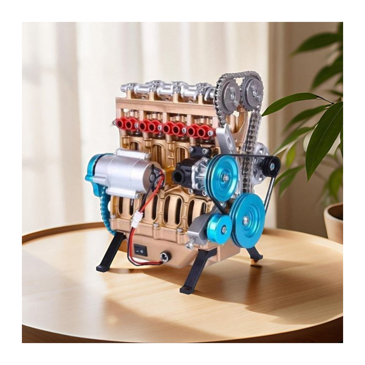 Oeny Moderne Motor Modell Figur Silber aus Kunststoff als Dekorative Desktop Skulptur - Bild 1