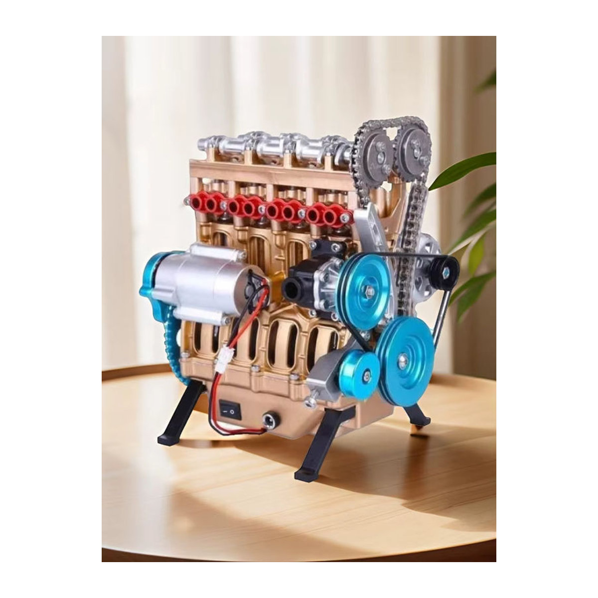 Oeny Moderne Motor Modell Figur Silber aus Kunststoff als Dekorative Desktop Skulptur - Bild 5