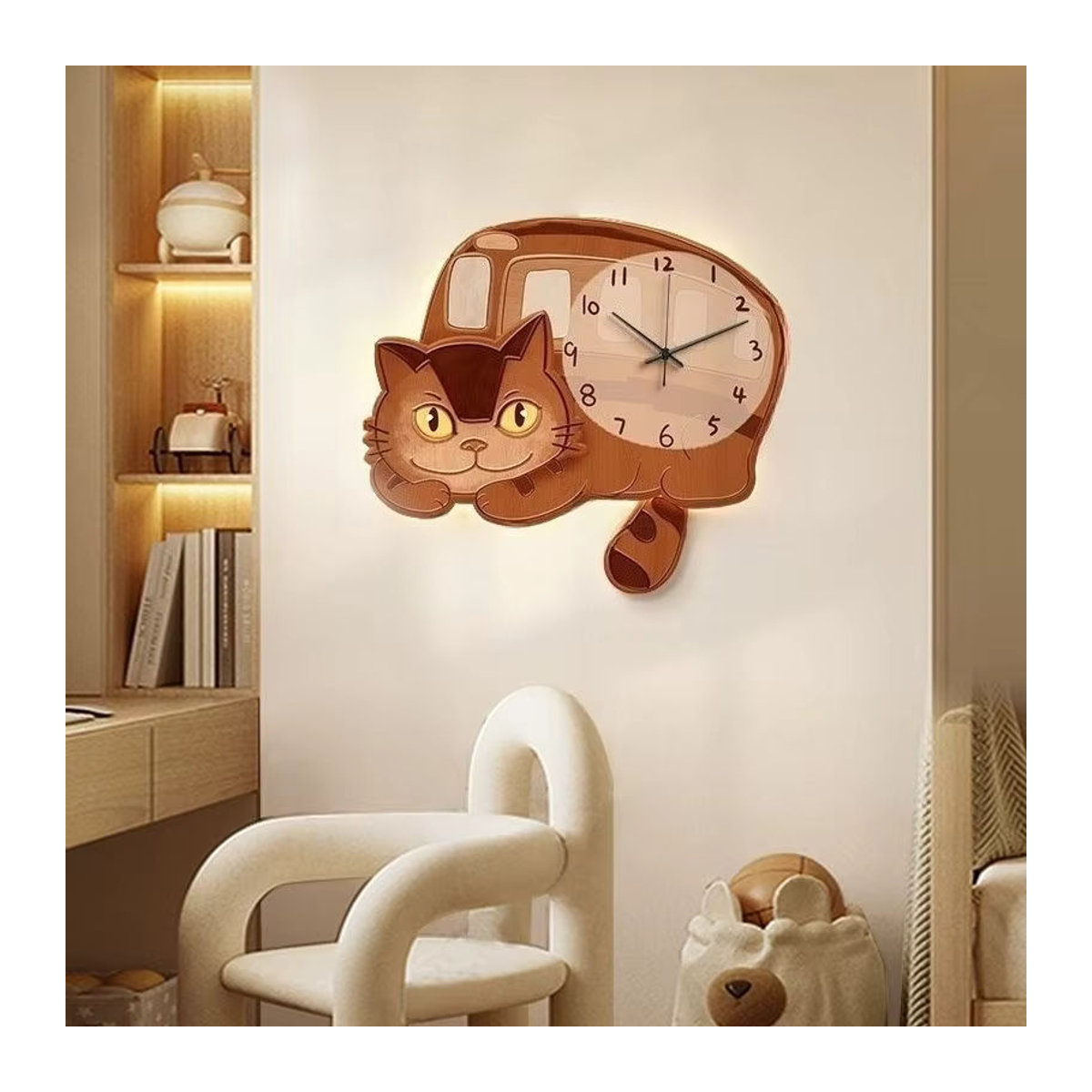 Oeny Moderne Wanduhr aus Holz mit Pendel und Geräuschlosem Mechanismus in Braun - Bild 4