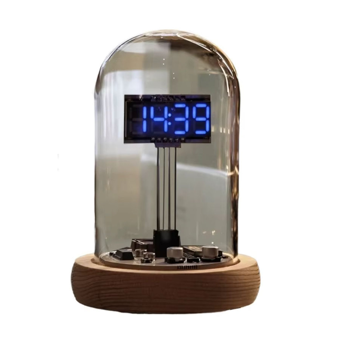 Oeny Retro Nixie Digitaluhr mit Wifi und transparentem Design in Orange und Holzoptik - Bild 2