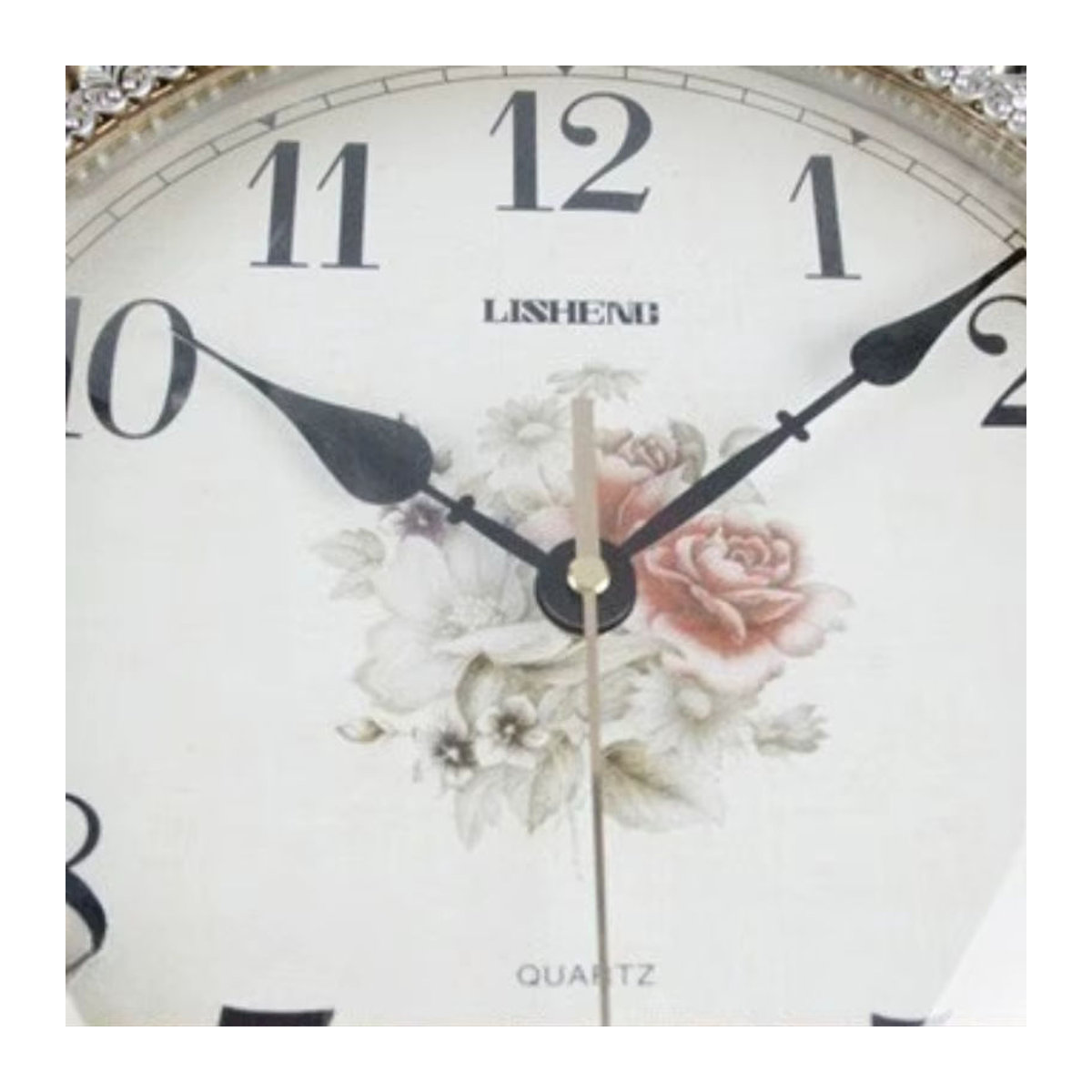 Oeny Vintage Wanduhr Analog Rund mit Floralem Design in Blau und Weiß, Geräuschlose Kunstdeko aus Kunststoff und Kunstharz - Bild 4