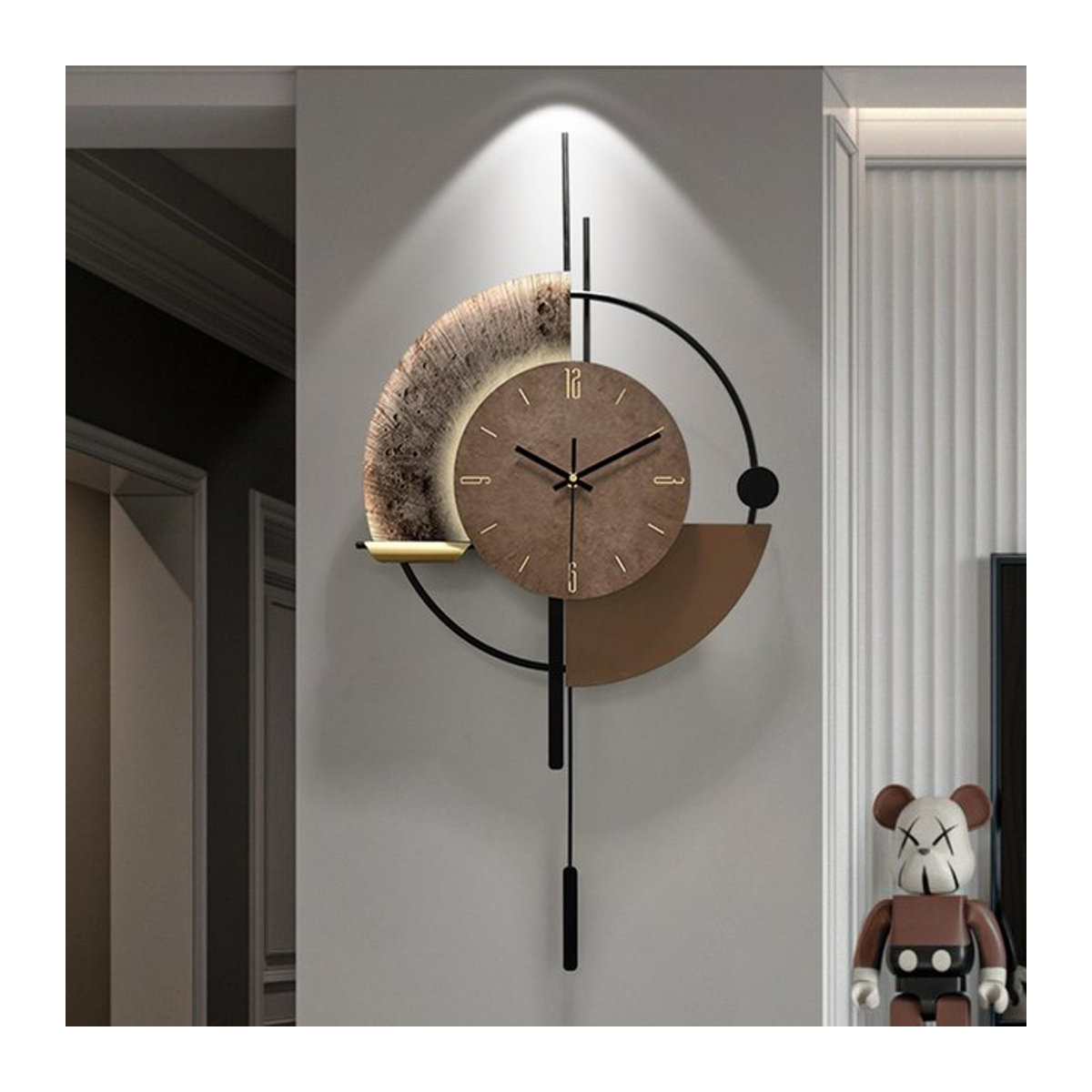 Oeny Wanduhr Modern Analog Rund aus Metall in Braun, Durchmesser: 80 cm - Bild 1