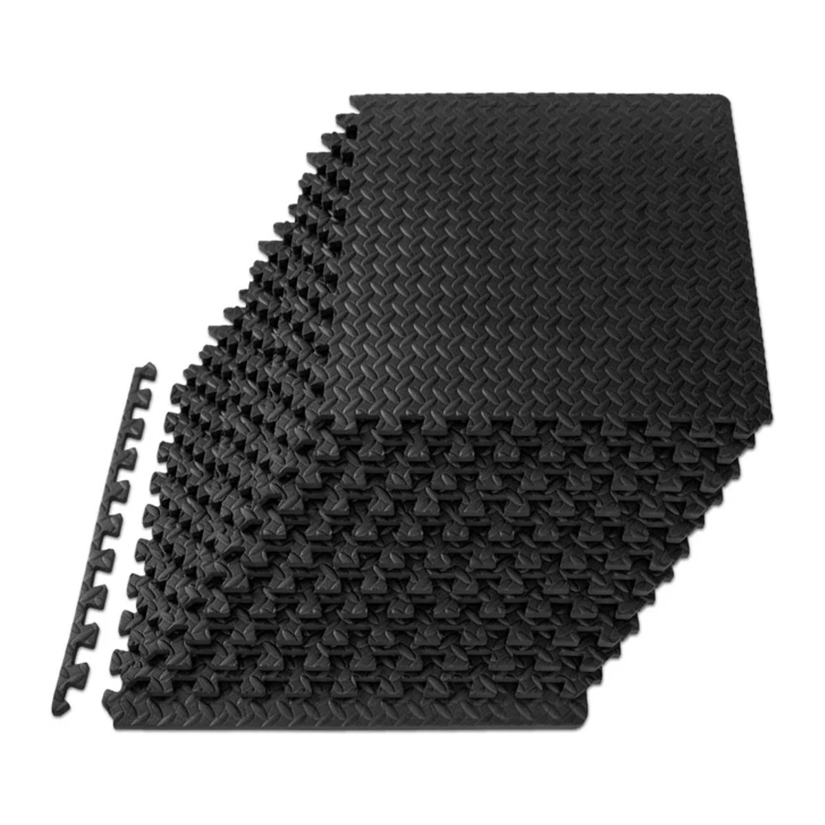 oeuxcra 16-teiliges Puzzle-Fitnessmatten-Set aus EVA-Schaum, Bodenfliesen für Heimfitnessstudio und Kinder, Grau/Schwarz, B/T/H: 30 x 30 cm - Bild 1