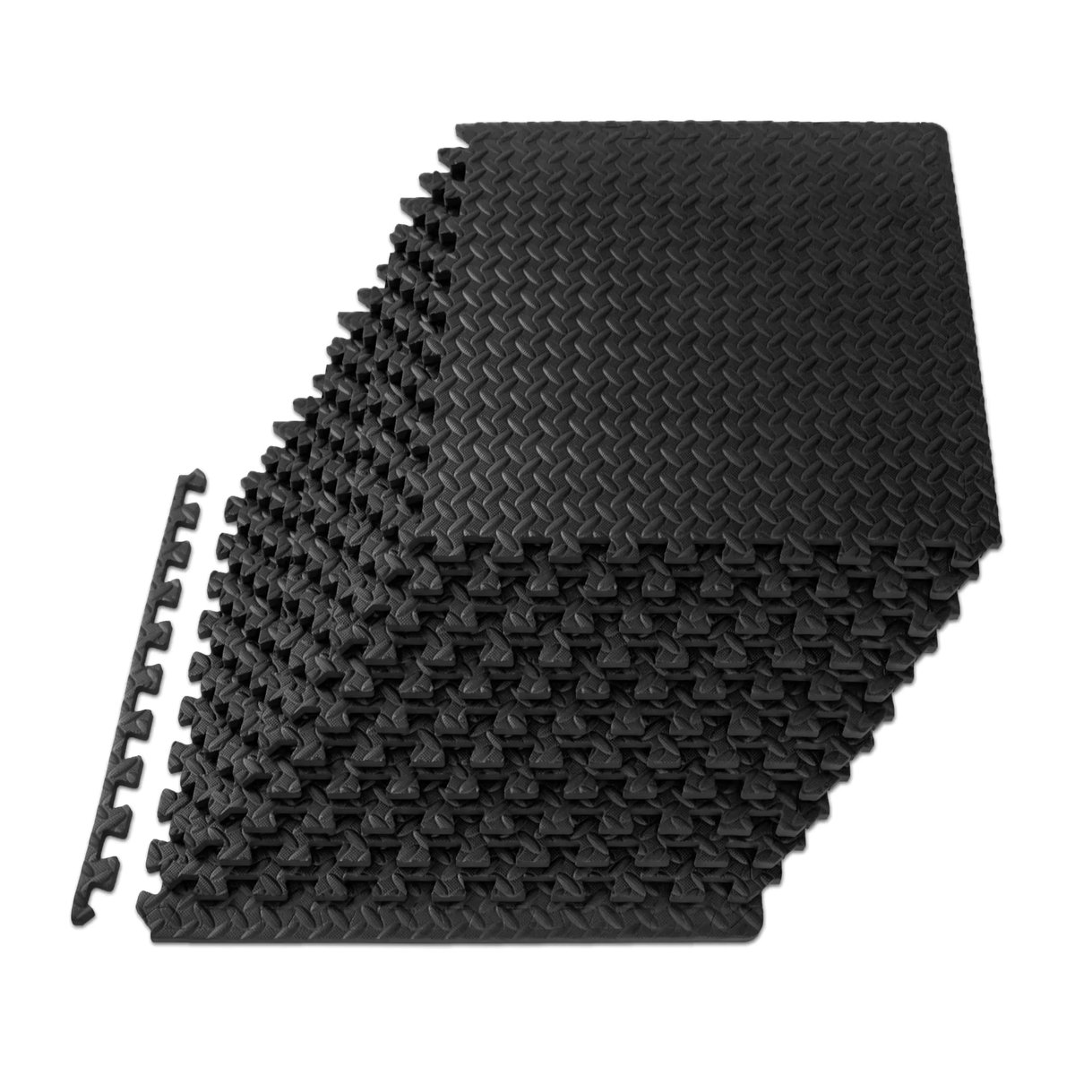 oeuxcra 16-teiliges Puzzle-Fitnessmatten-Set aus EVA-Schaum, Bodenfliesen für Heimfitnessstudio und Kinder, Grau/Schwarz, B/T/H: 30 x 30 cm - Bild 7