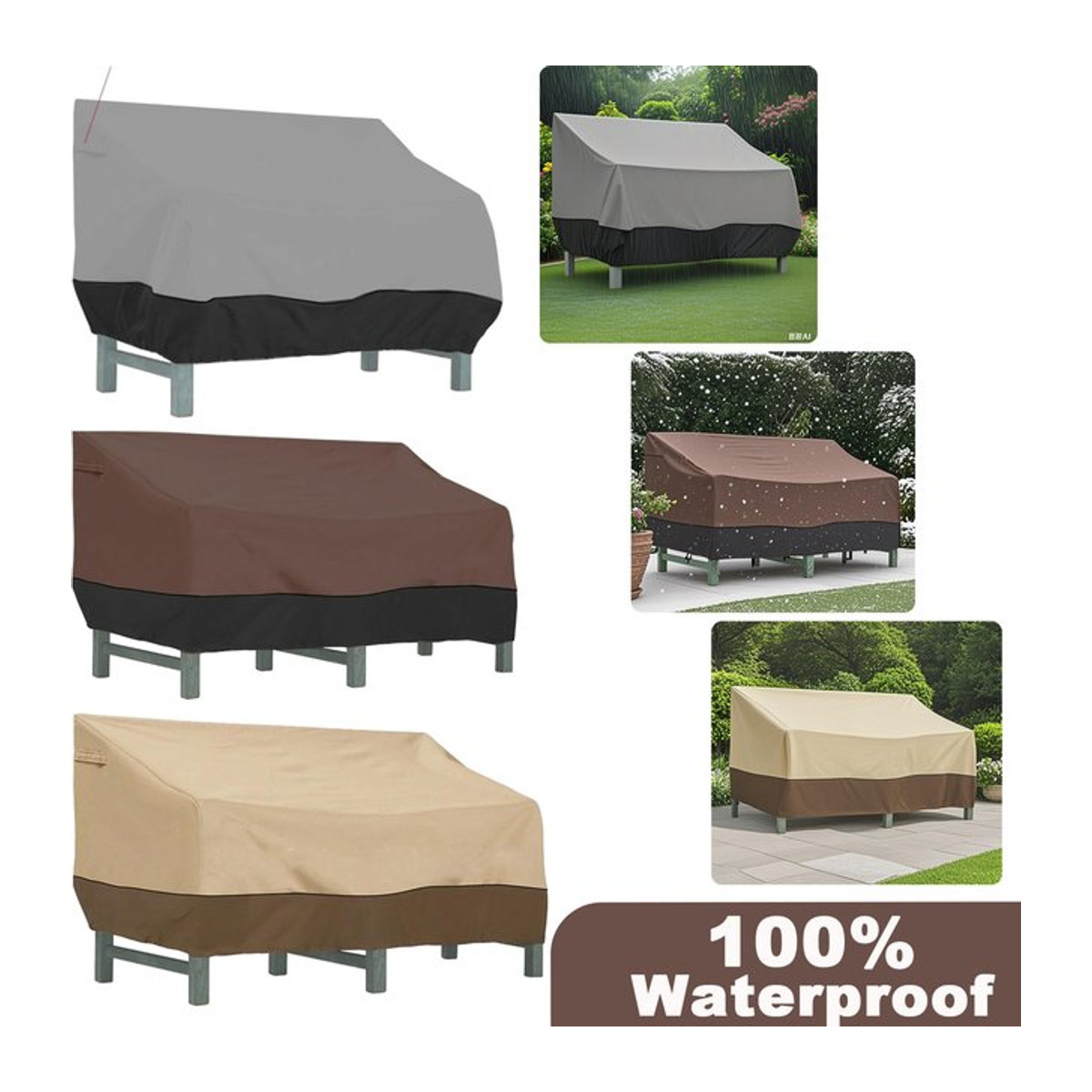 Ogan oder Serve Wasserdichter Outdoor-Sofabezug aus 210D Material in Grau zum Schutz deiner Gartenmöbel und Terrassenbänke - Bild 1