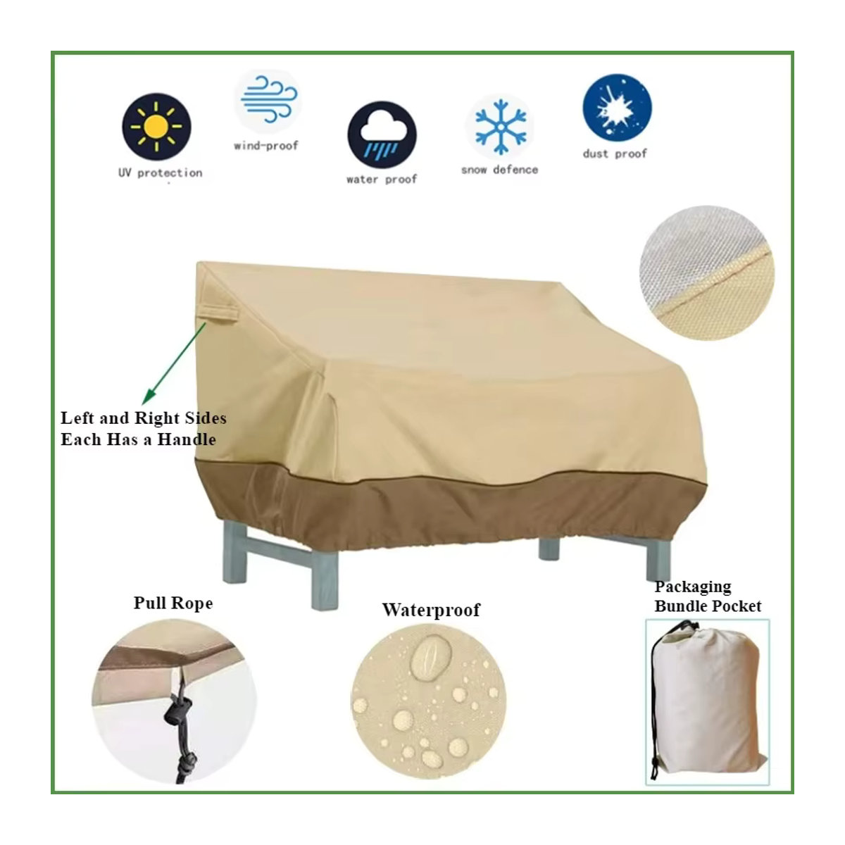 Ogan oder Serve Wasserdichter Outdoor-Sofabezug aus 210D Material in Grau zum Schutz deiner Gartenmöbel und Terrassenbänke - Bild 2