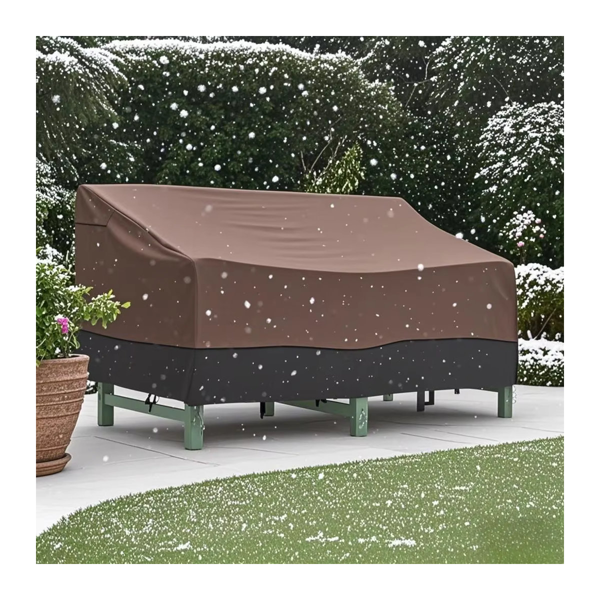 Ogan oder Serve Wasserdichter Outdoor-Sofabezug aus 210D Material in Grau zum Schutz deiner Gartenmöbel und Terrassenbänke - Bild 3