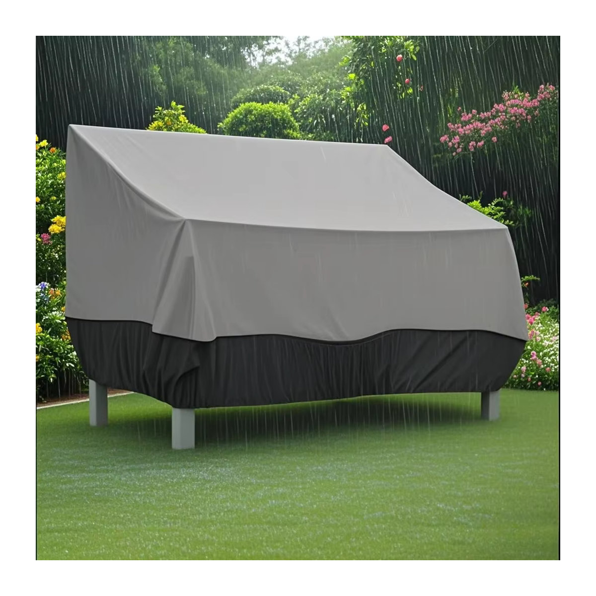 Ogan oder Serve Wasserdichter Outdoor-Sofabezug aus 210D Material in Grau zum Schutz deiner Gartenmöbel und Terrassenbänke - Bild 4