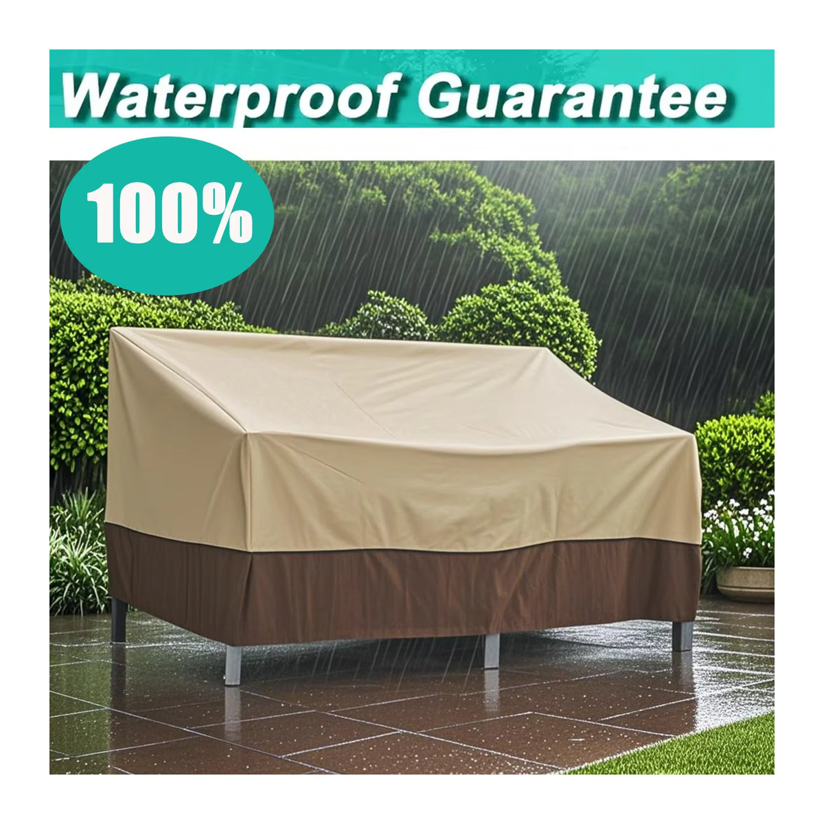 Ogan oder Serve Wasserdichter Outdoor-Sofabezug aus 210D Material in Grau zum Schutz deiner Gartenmöbel und Terrassenbänke - Bild 5