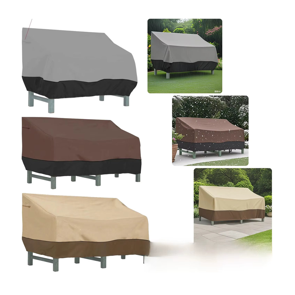 Ogan oder Serve Wasserdichter Outdoor-Sofabezug aus 210D Material in Grau zum Schutz deiner Gartenmöbel und Terrassenbänke - Bild 7