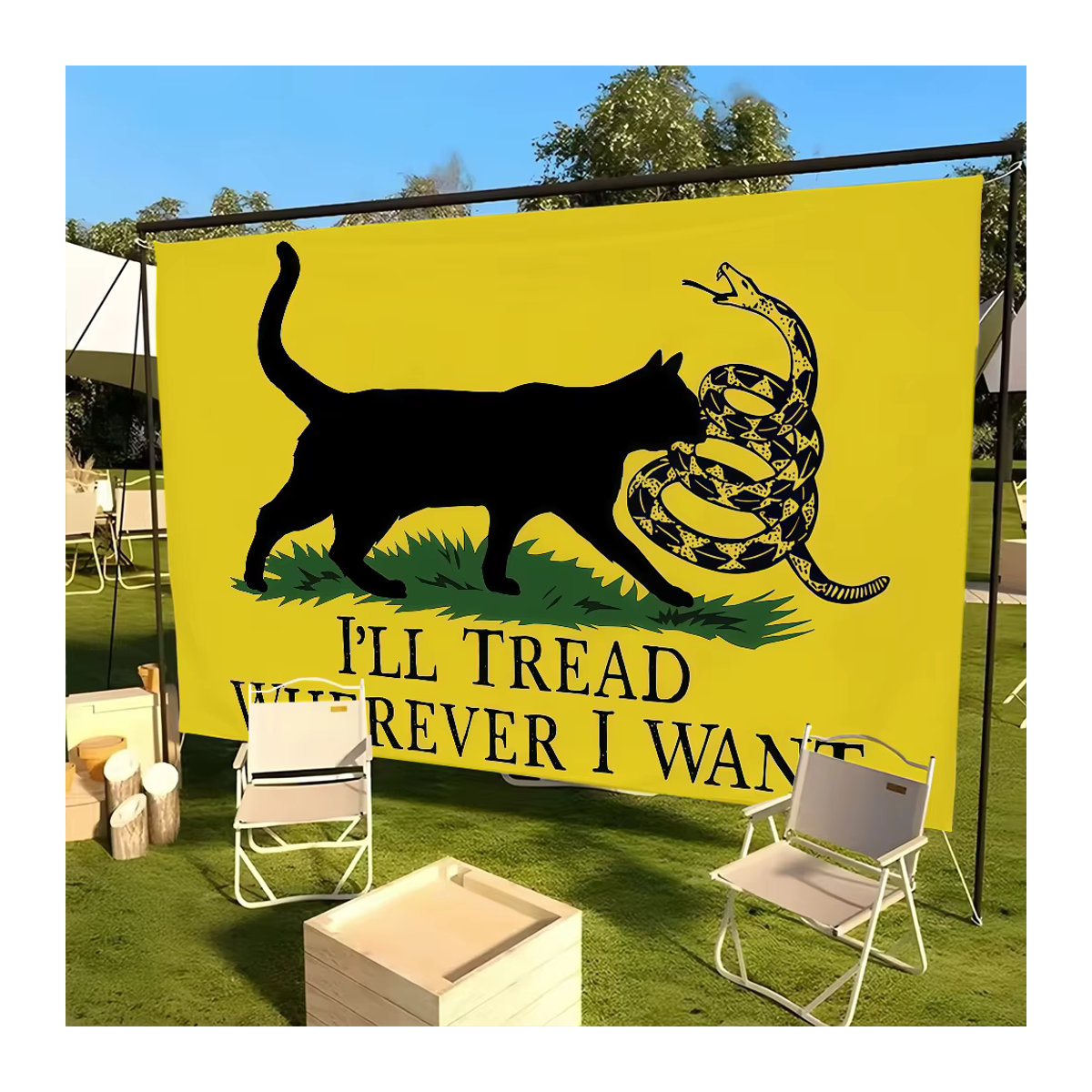 Oh My Goodness Dekobanner Katze auf Schlangenflagge in Gelb, rechteckige Textil-Hängedekoration für Außenbereich und Zuhause, B/H: 60 x 40 cm - Bild 2