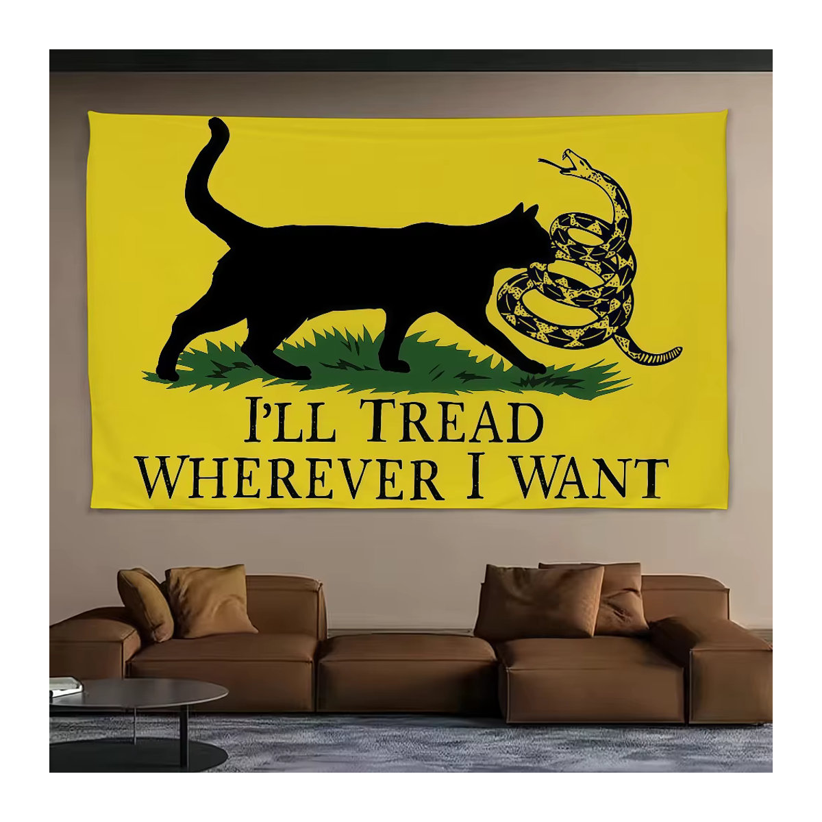 Oh My Goodness Dekobanner Katze auf Schlangenflagge in Gelb, rechteckige Textil-Hängedekoration für Außenbereich und Zuhause, B/H: 60 x 40 cm - Bild 3