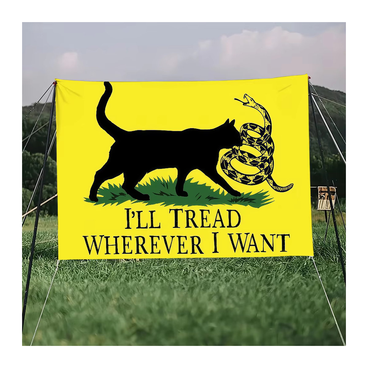 Oh My Goodness Dekobanner Katze auf Schlangenflagge in Gelb, rechteckige Textil-Hängedekoration für Außenbereich und Zuhause, B/H: 60 x 40 cm - Bild 5