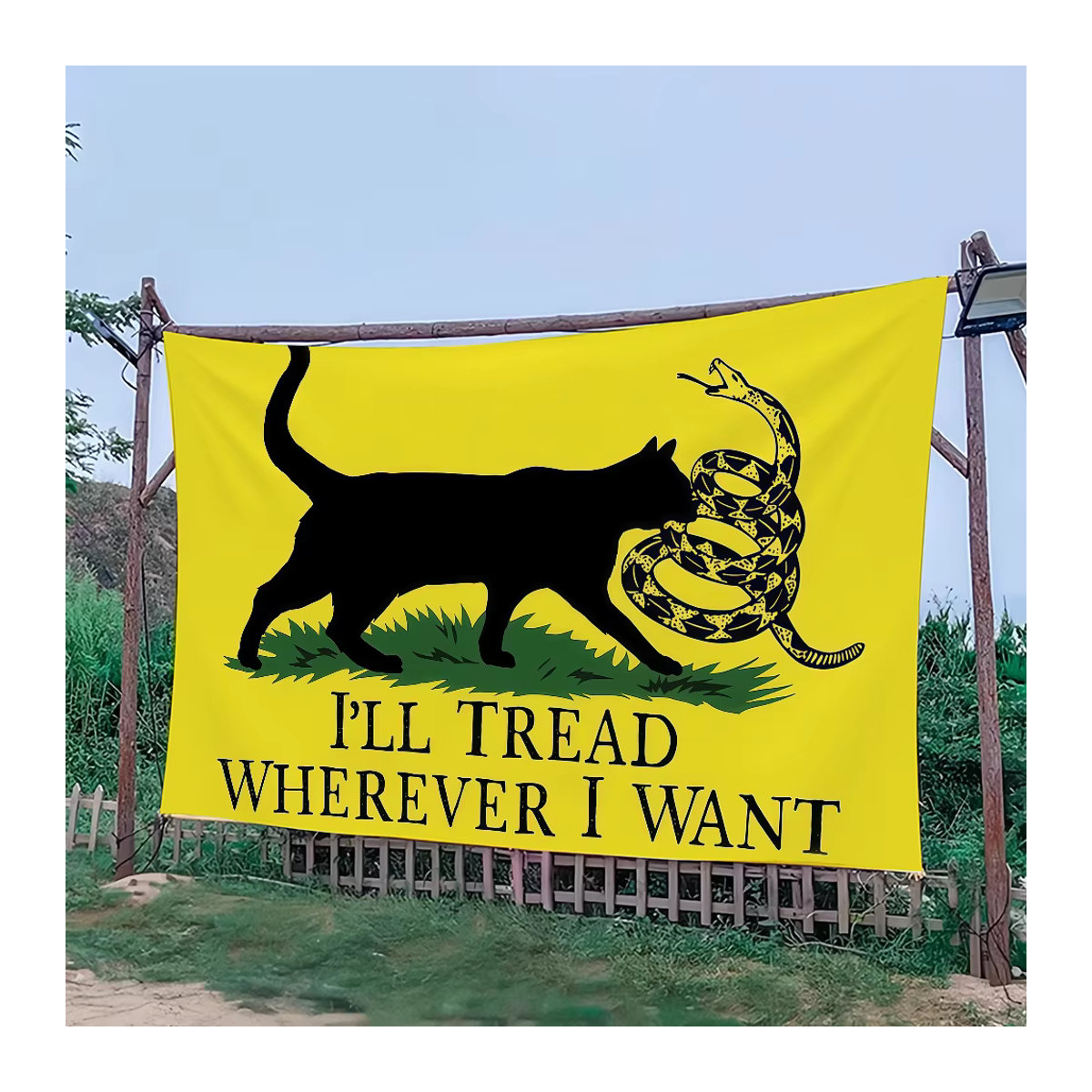 Oh My Goodness Dekobanner Katze auf Schlangenflagge in Gelb, rechteckige Textil-Hängedekoration für Außenbereich und Zuhause, B/H: 60 x 40 cm - Bild 6