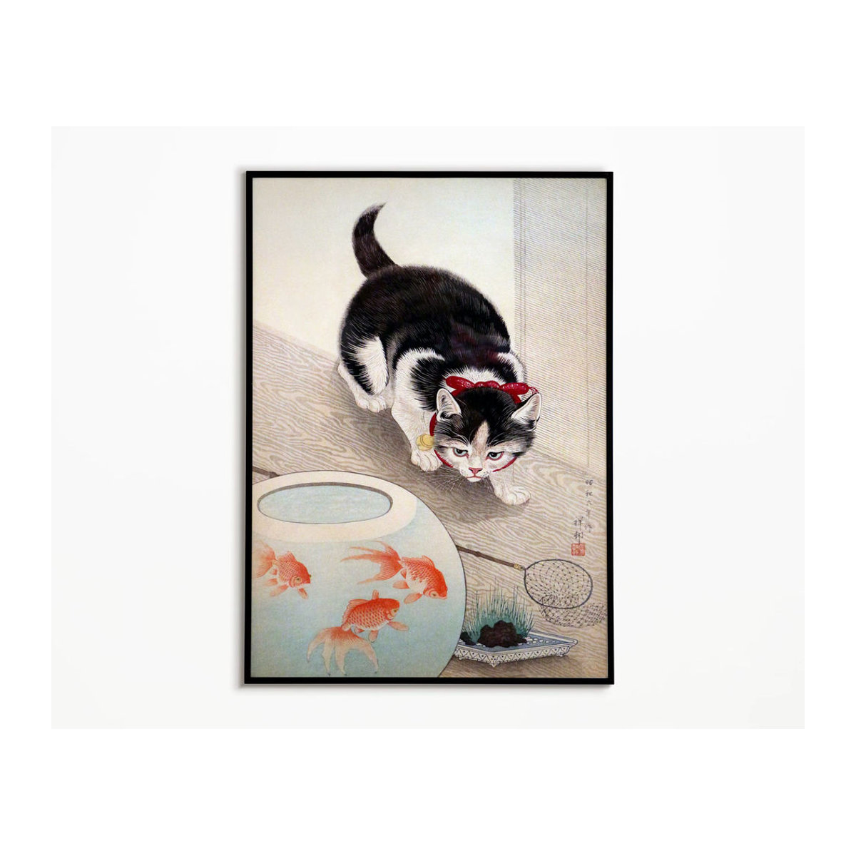 Ohara Koson Leinwandbild mit japanischer Landschaft, Blumen, Tieren und Pfau in mehrfarbigem Design - Bild 1