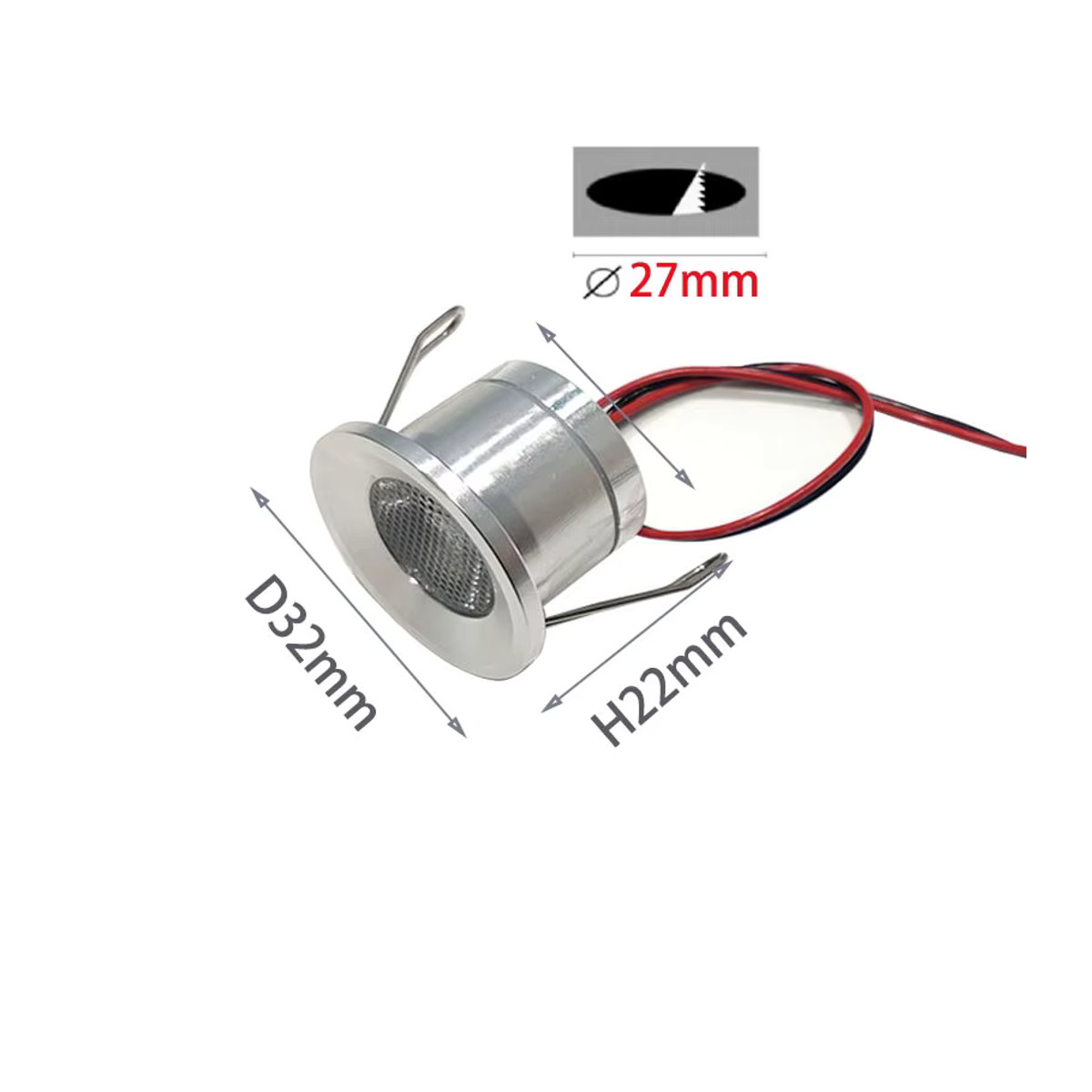 Ohlite Mini Focus LED Außenstrahler IP65 Schwarz Aluminium 12V 1W mit 27mm Einbauloch - Bild 2