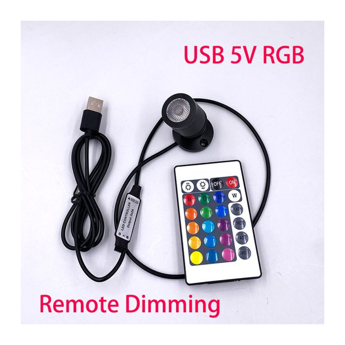 Ohlite Mini RGB LED Spot Light dimmbar via USB 5V für Möbelbeleuchtung und Vitrinen in Bunt, Weiß oder Schwarz - Bild 1