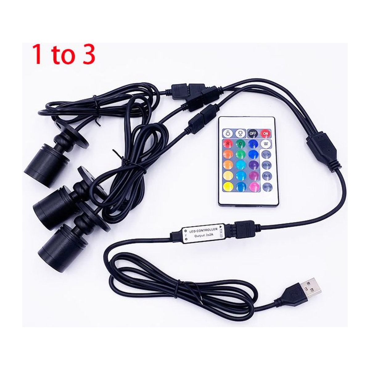 Ohlite RGB-LED-Strahler mit Fernbedienung, dimmbar, USB 5V, Mini-Deckenstrahler für Schaufenster und Raumdekoration, 3 W, Farben: Weiß oder Schwarz - Bild 1