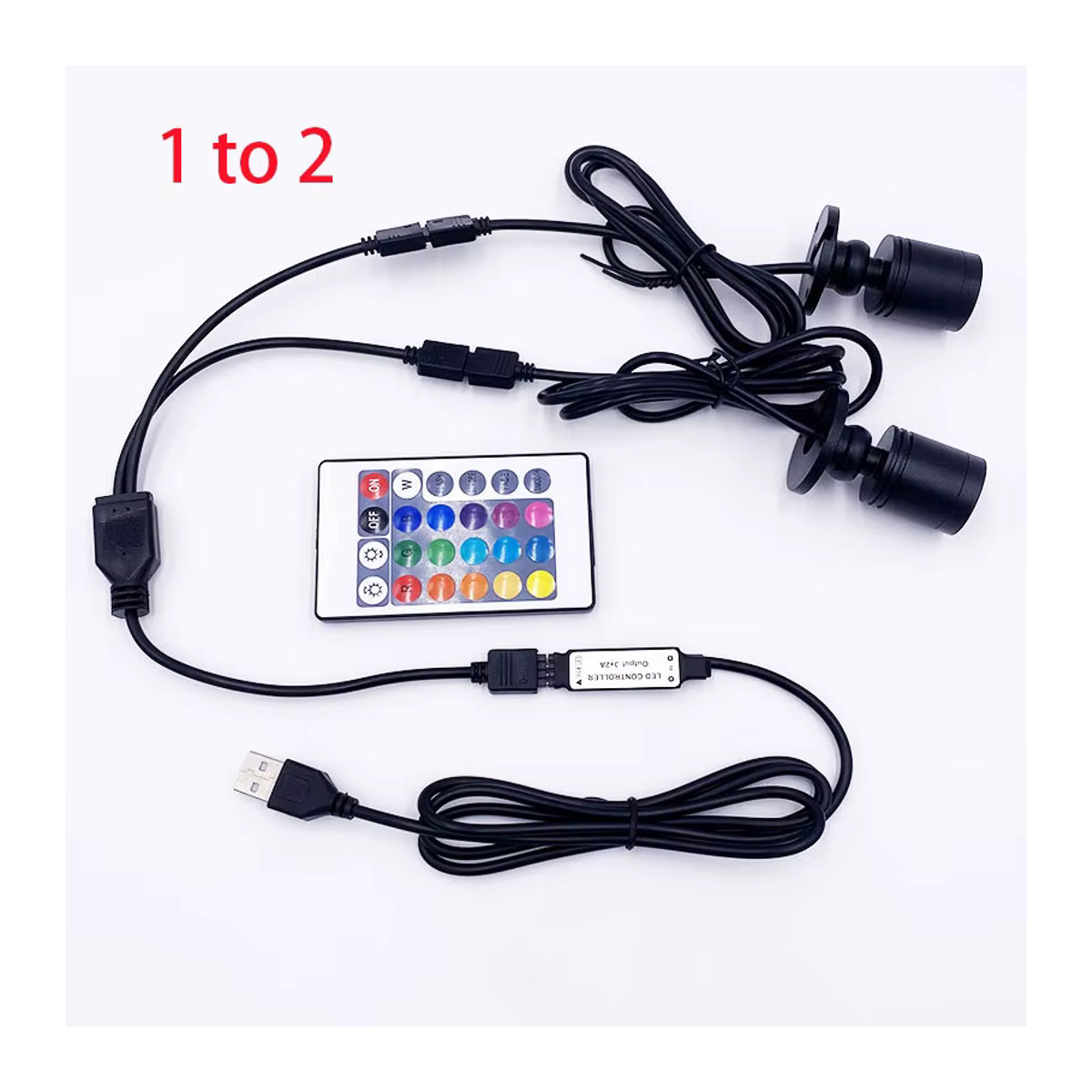 Ohlite RGB-LED-Strahler mit Fernbedienung, dimmbar, USB 5V, Mini-Deckenstrahler für Schaufenster und Raumdekoration, 3 W, Farben: Weiß oder Schwarz - Bild 2