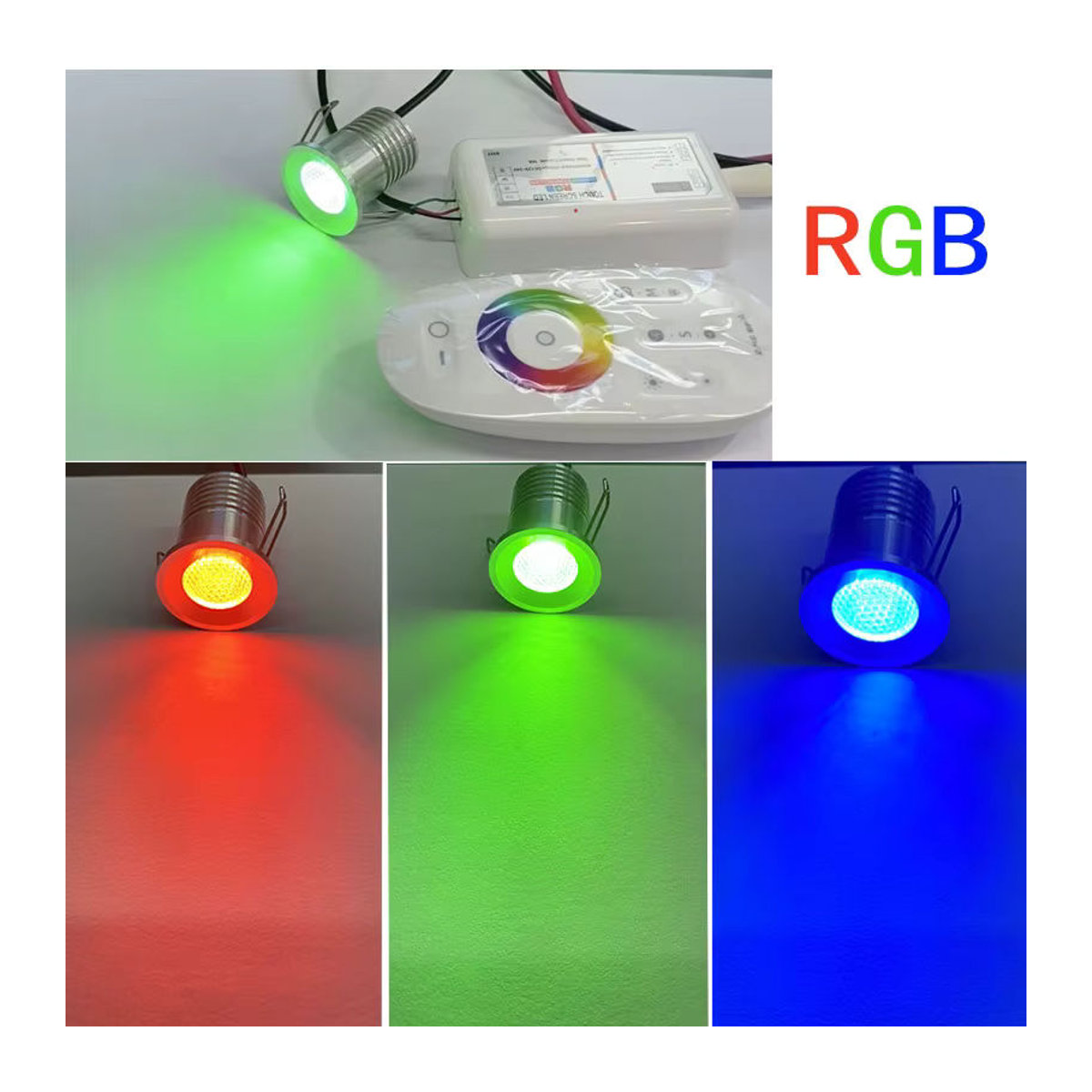 Ohlite RGB Mini LED Einbaustrahler 3W mit Transformator, IP65 wasserdicht, dimmbar, Silber, Bunt - Bild 3