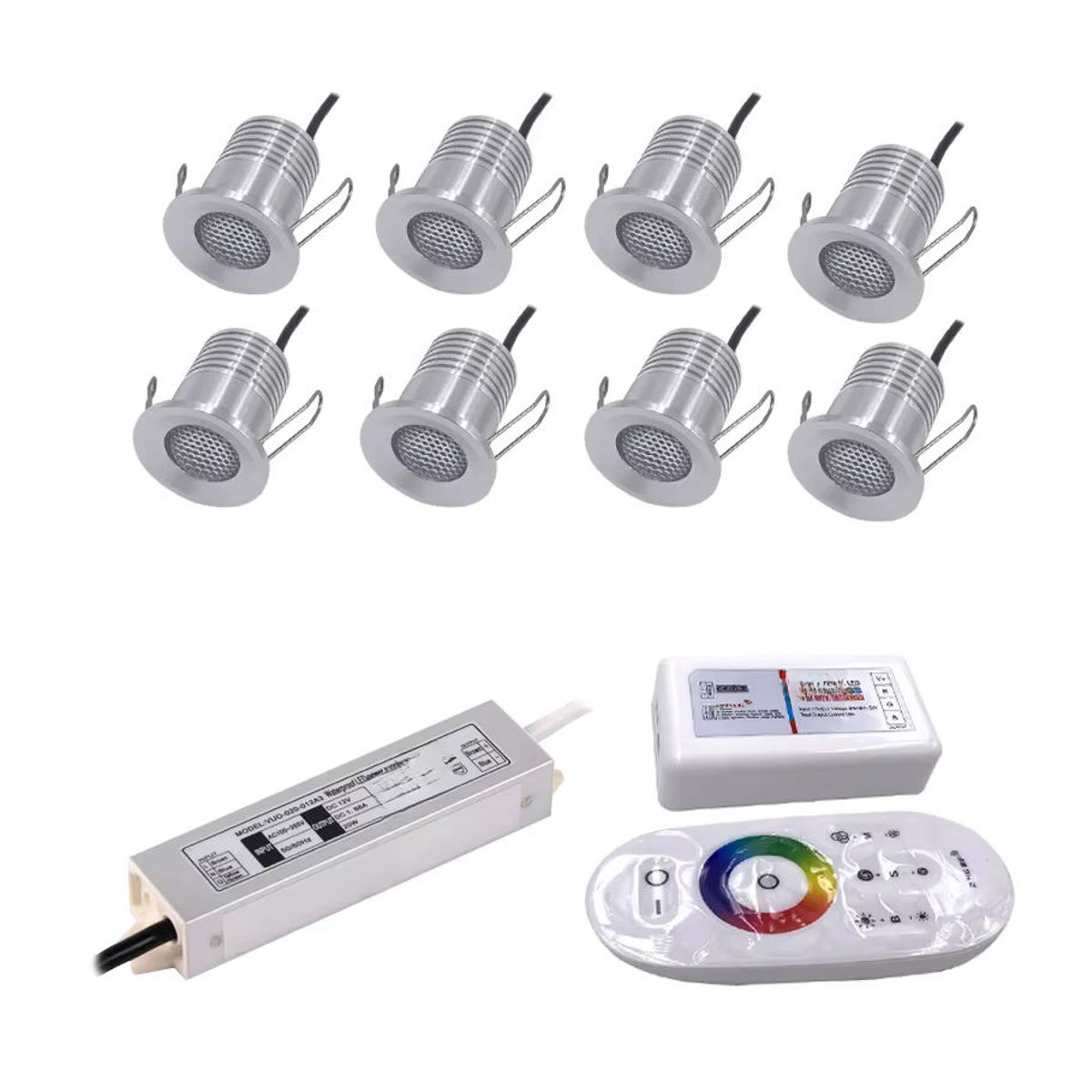 Ohlite RGB Mini LED Einbaustrahler 3W mit Transformator, IP65 wasserdicht, dimmbar, Silber, Bunt - Bild 4
