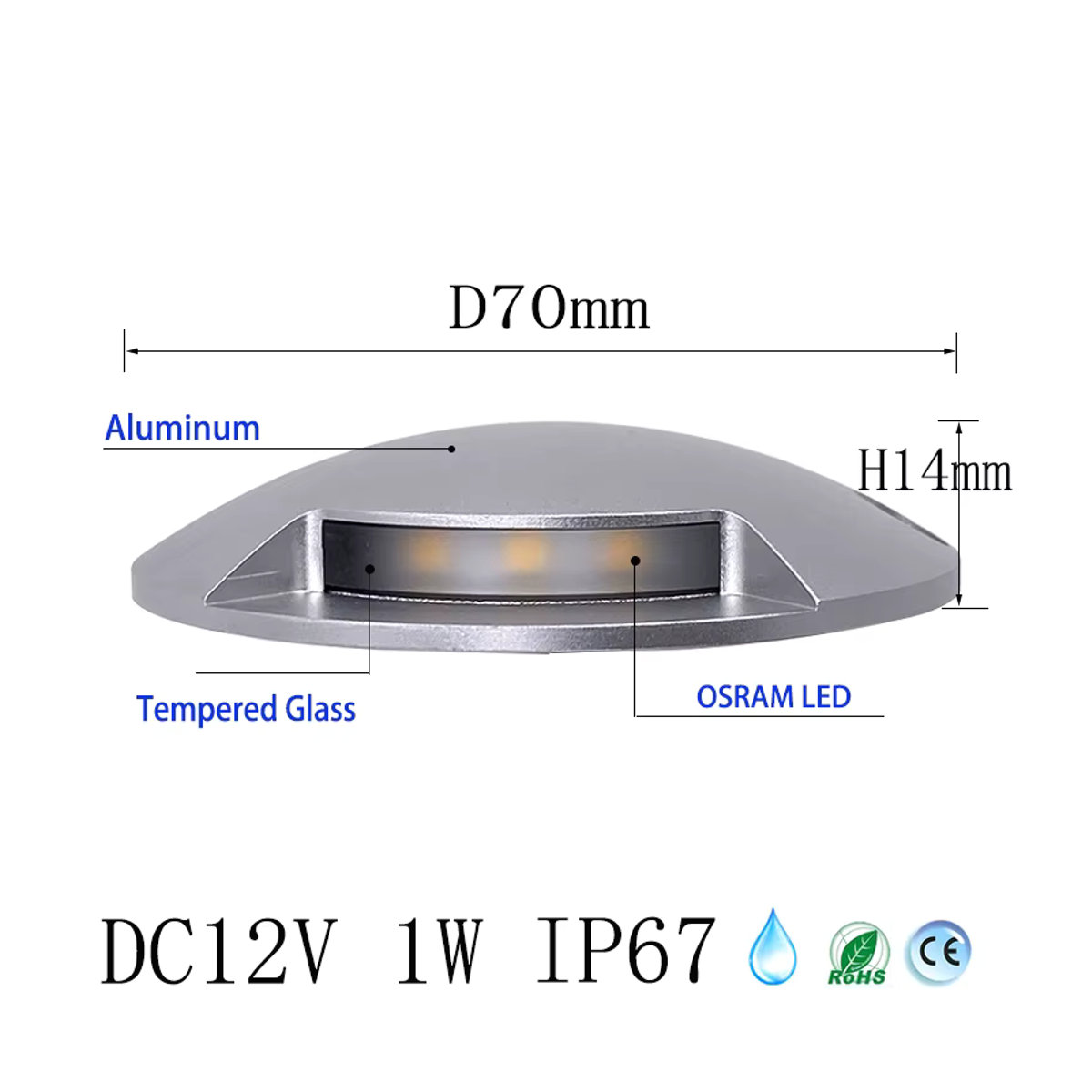 Ohlite Ultradünner LED Außenstrahler IP67 Wasserdicht Silber Aluminium für Garten Terrasse und Treppen - Bild 2