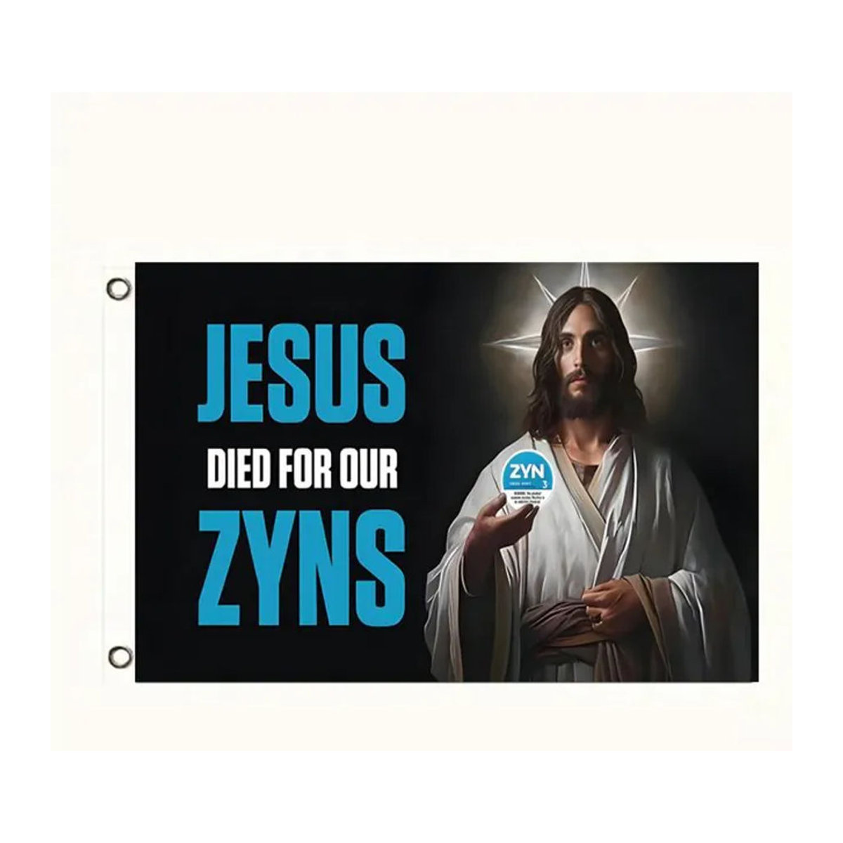 OIMG Wandbehang mit humorvollem Christus-Meme Design in Schwarz, Breite: 150 cm, Höhe: 90 cm - Bild 1
