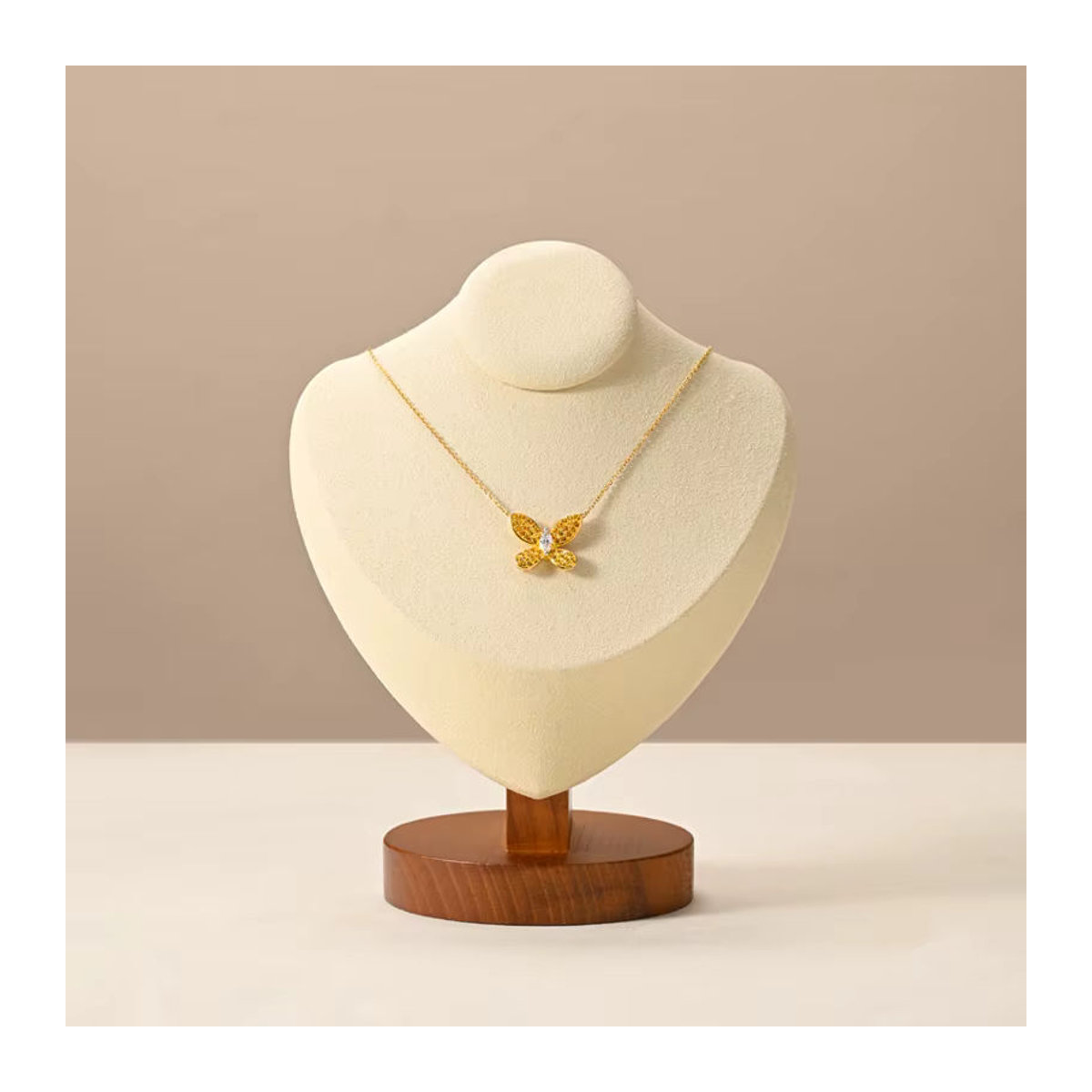 Oirlv Holz Mannequin Büste als Schmuck Display Stand für Halsketten und Anhänger in Braun, Schwarz oder Beige - Bild 4