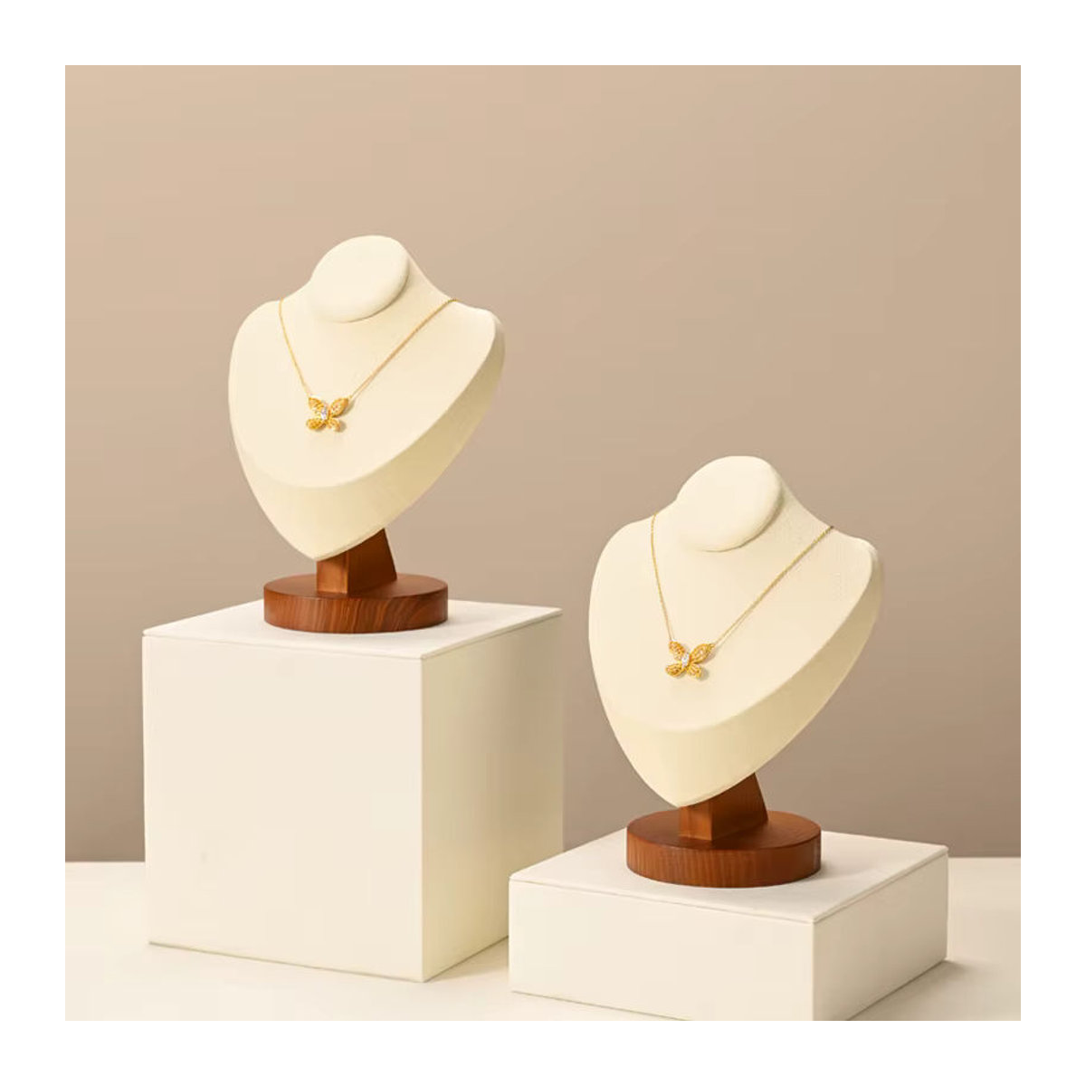 Oirlv Holz Mannequin Büste als Schmuck Display Stand für Halsketten und Anhänger in Braun, Schwarz oder Beige - Bild 5
