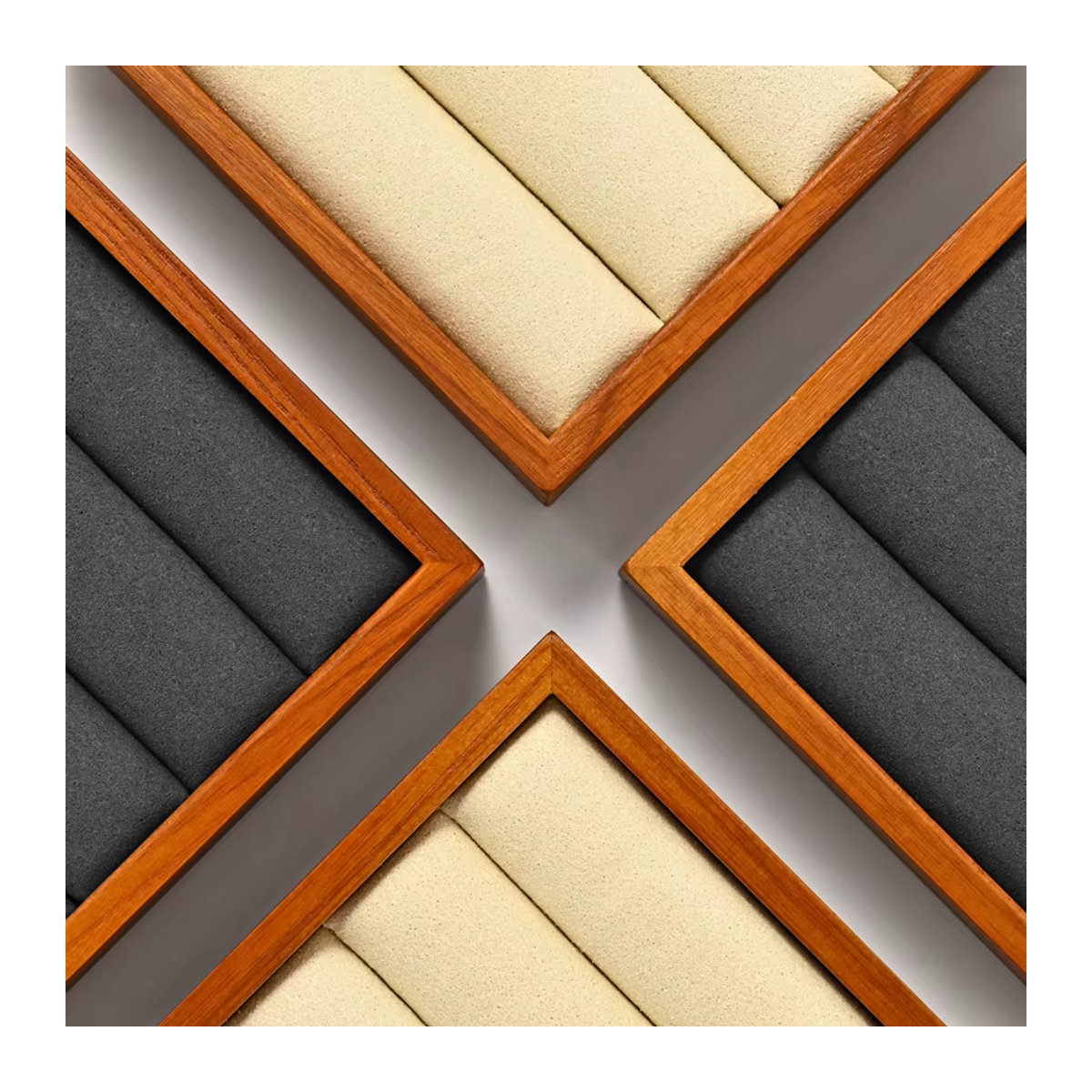 Oirlv Schmuck-Display aus Holz für Ringe und Ohrringe, quadratisches Tablett in Grau und Braun, minimalistisches Design - Bild 3